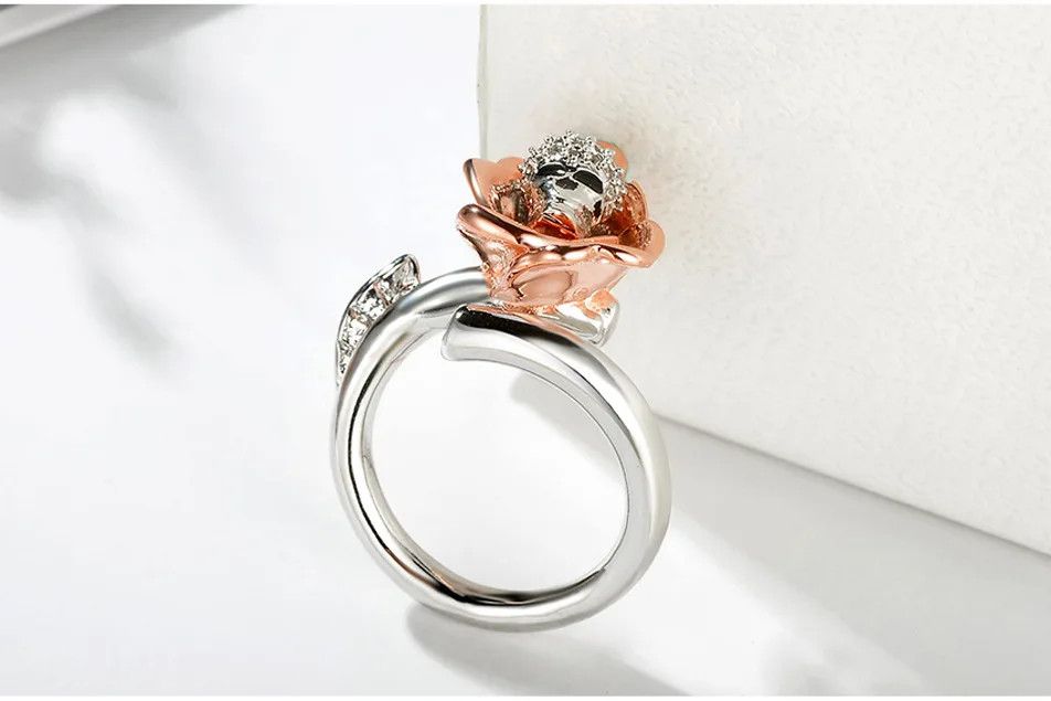 Jewelry Rose Flower Skull Ring Size ONE SIZE - 2 Thumbnail