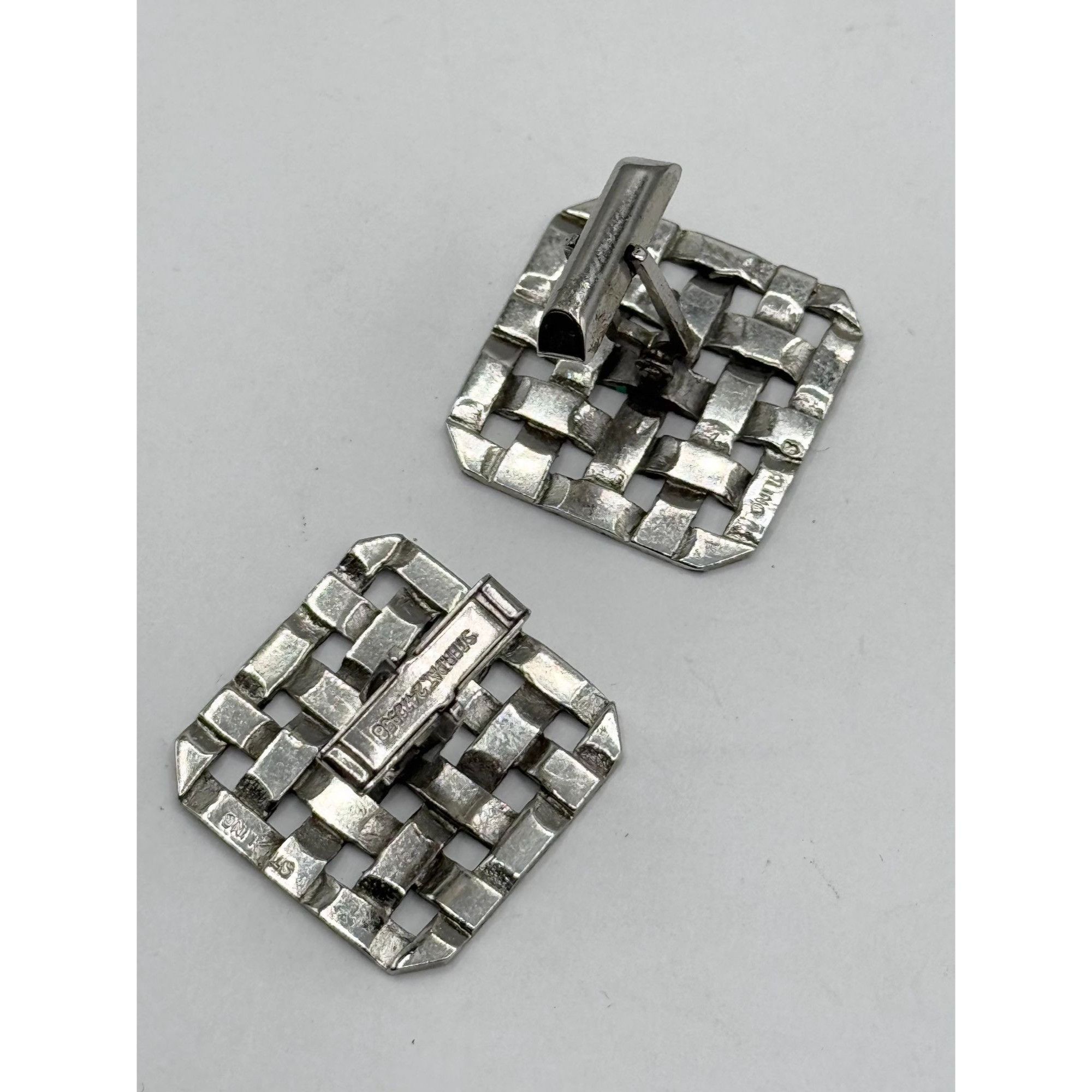 Vintage Vintage Sterling Silver woven basket weave unisex cuff links Size ONE SIZE - 6 Thumbnail