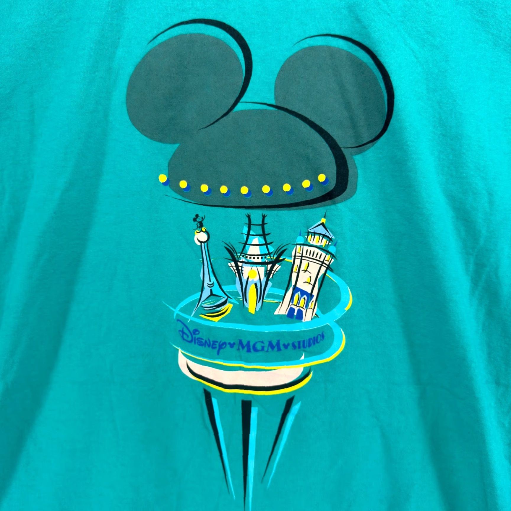 Disney VTG Disney Designs MGM Studios Mickey Ears Hat Teal T Shirt Men's Size 2XL Size US XXL / EU 58 / 5 - 2 Thumbnail