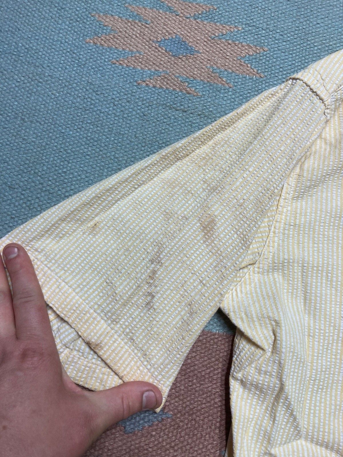 Vintage 1950s 60s button shirt seersucker striped textured medium Size US M / EU 48-50 / 2 - 4 Thumbnail