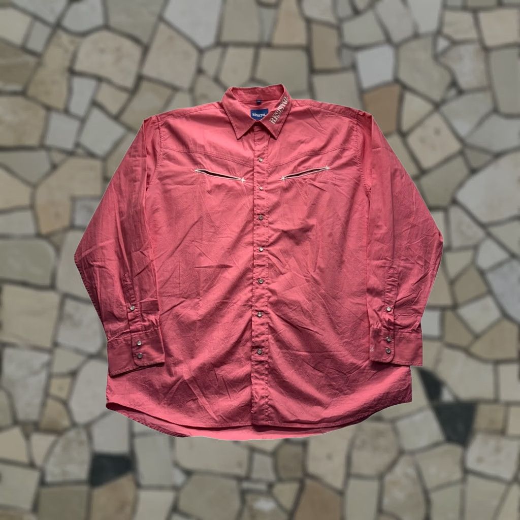 Pinko Resistol Mens Western Shirt Pink Embroidered Logo Long Sleeve Button-Down 3XL, Cotton, Solid, Western, Men, Pre-Owned Fair Size US XXL / EU 58 / 5 - 1 Thumbnail
