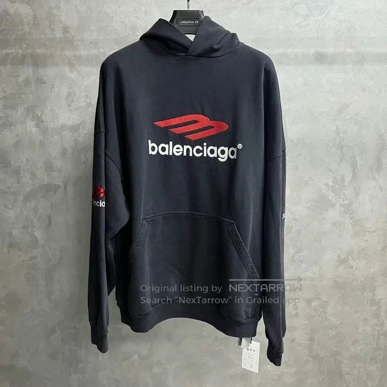 Balenciaga Balenciaga Black Logo Print Hoodie. Size US XL / EU 56 / 4 - 1 Thumbnail