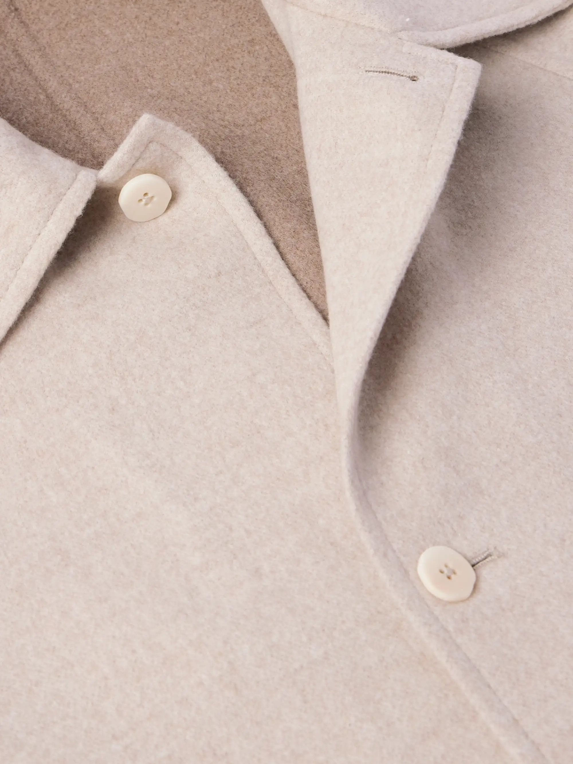 Stoffa ($3400) Cream Split Seam Raglan Wool Coat Size US L / EU 52-54 / 3 - 5 Thumbnail
