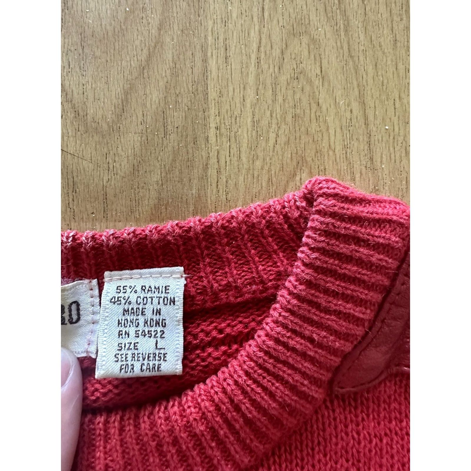 Vintage VINTAGE Loris Azarro Knit Sweater With Leather Patches Mens Large Red 80s Pullover Crew Neck Unisex Adults Long Sleeve Sweater (80s) Size US L / EU 52-54 / 3 - 4 Thumbnail