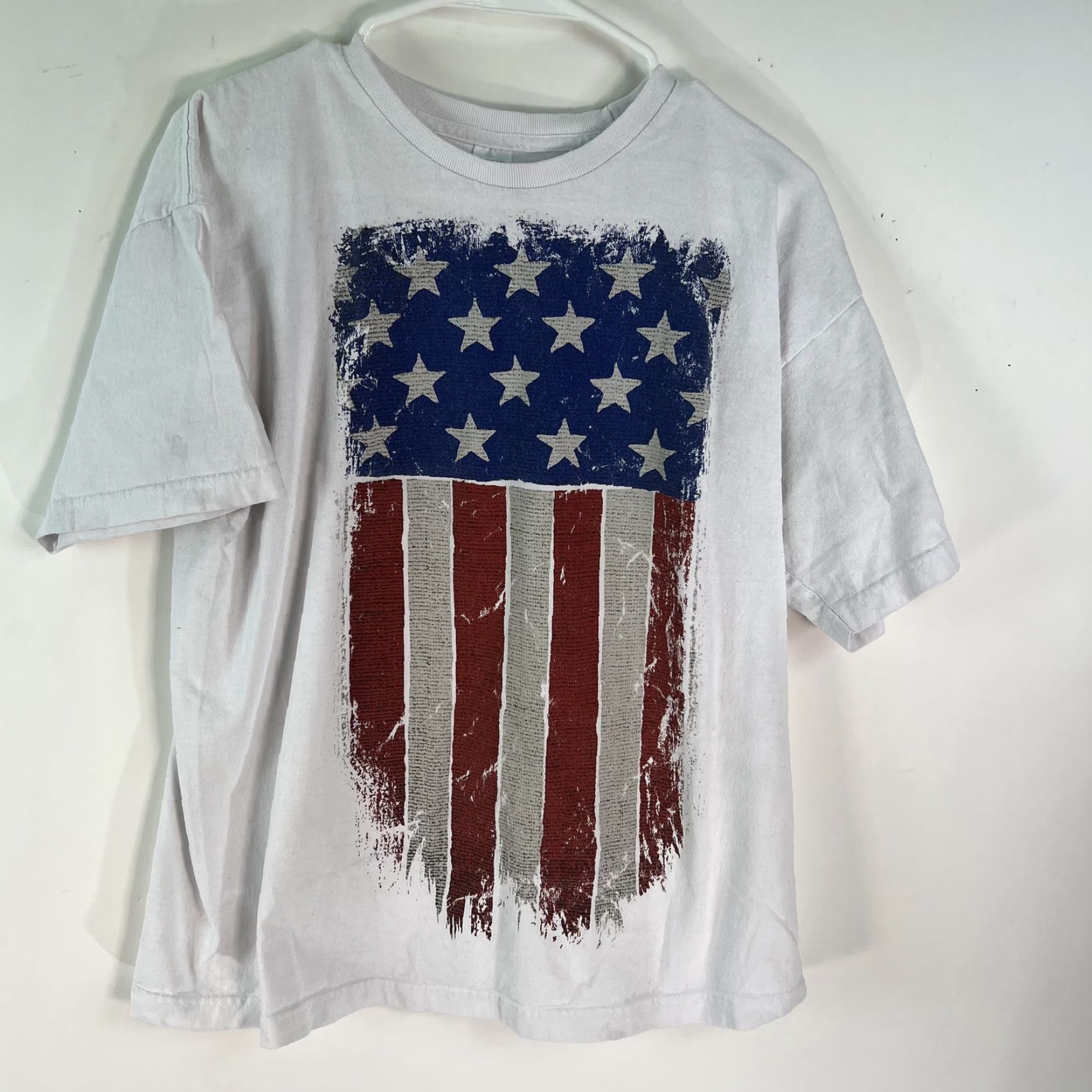 Vintage Men's Graphic Flag Print T-Shirt, White, Short Sleeve, Size L Size US L / EU 52-54 / 3 - 2 Thumbnail