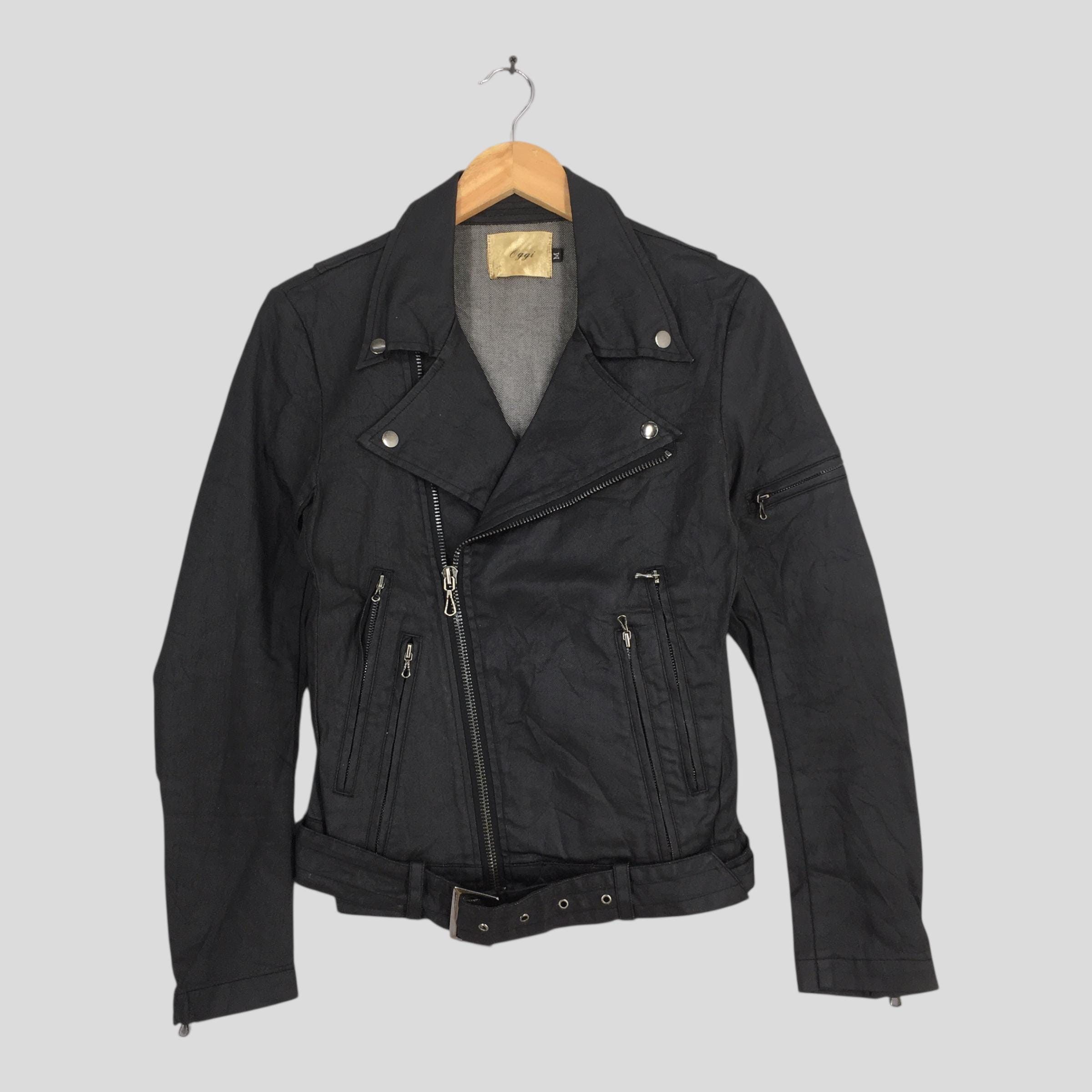 Japanese Brand Vintage Oggi Japan Double Collar Punk Black Jacket Medium Size US M / EU 48-50 / 2 - 1 Thumbnail