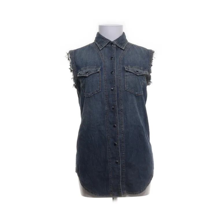 Saint Laurent Paris S/S19 Anthony Vaccarello Denim Sleeveless Top Shirt Size US S / EU 44-46 / 1 - 1 Thumbnail