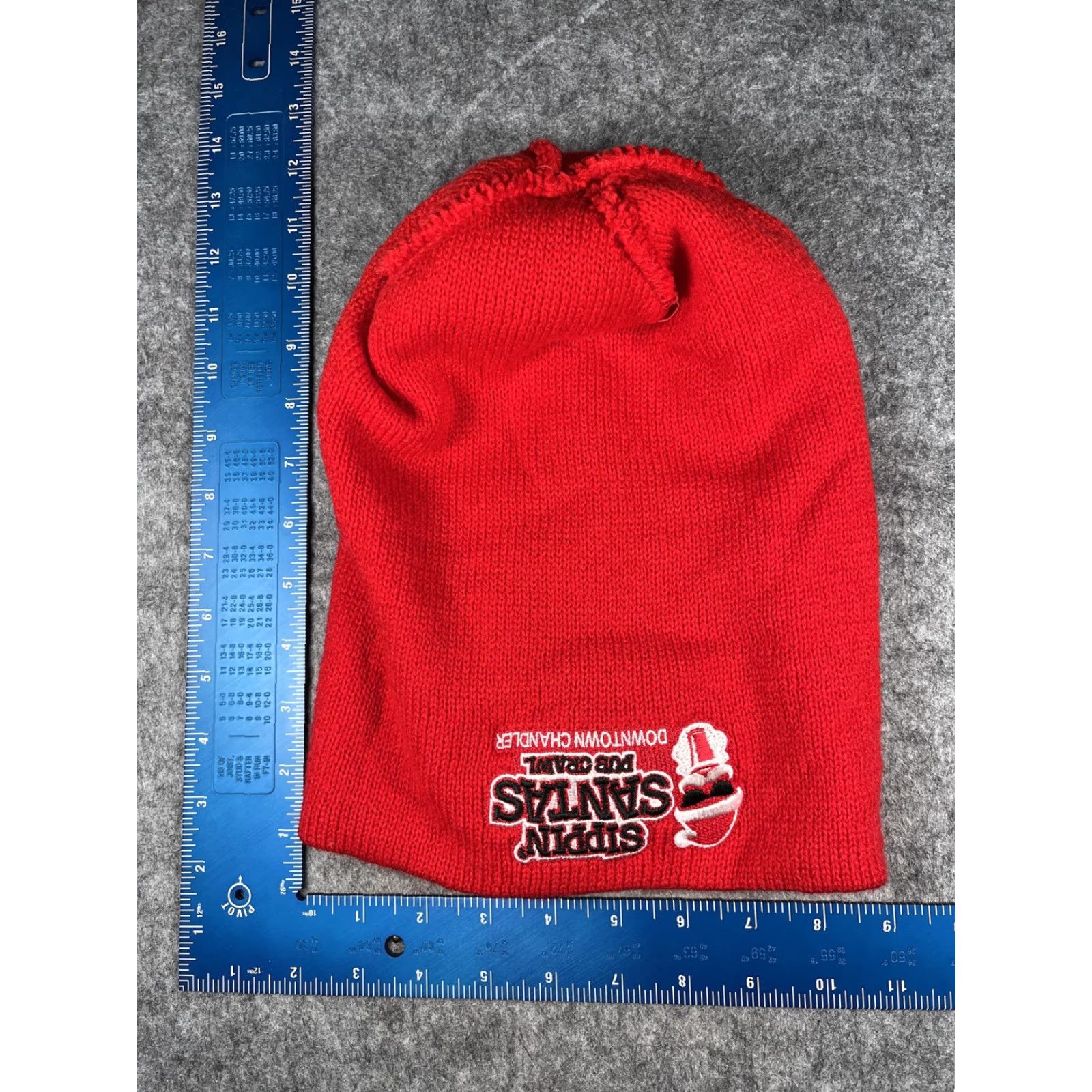 Vintage Sport-Tek Beanie Mens Red Knit One Size Sippin Santas Pub Crawl Embroidered Logo Winter Christmas Hat Size ONE SIZE - 6 Thumbnail