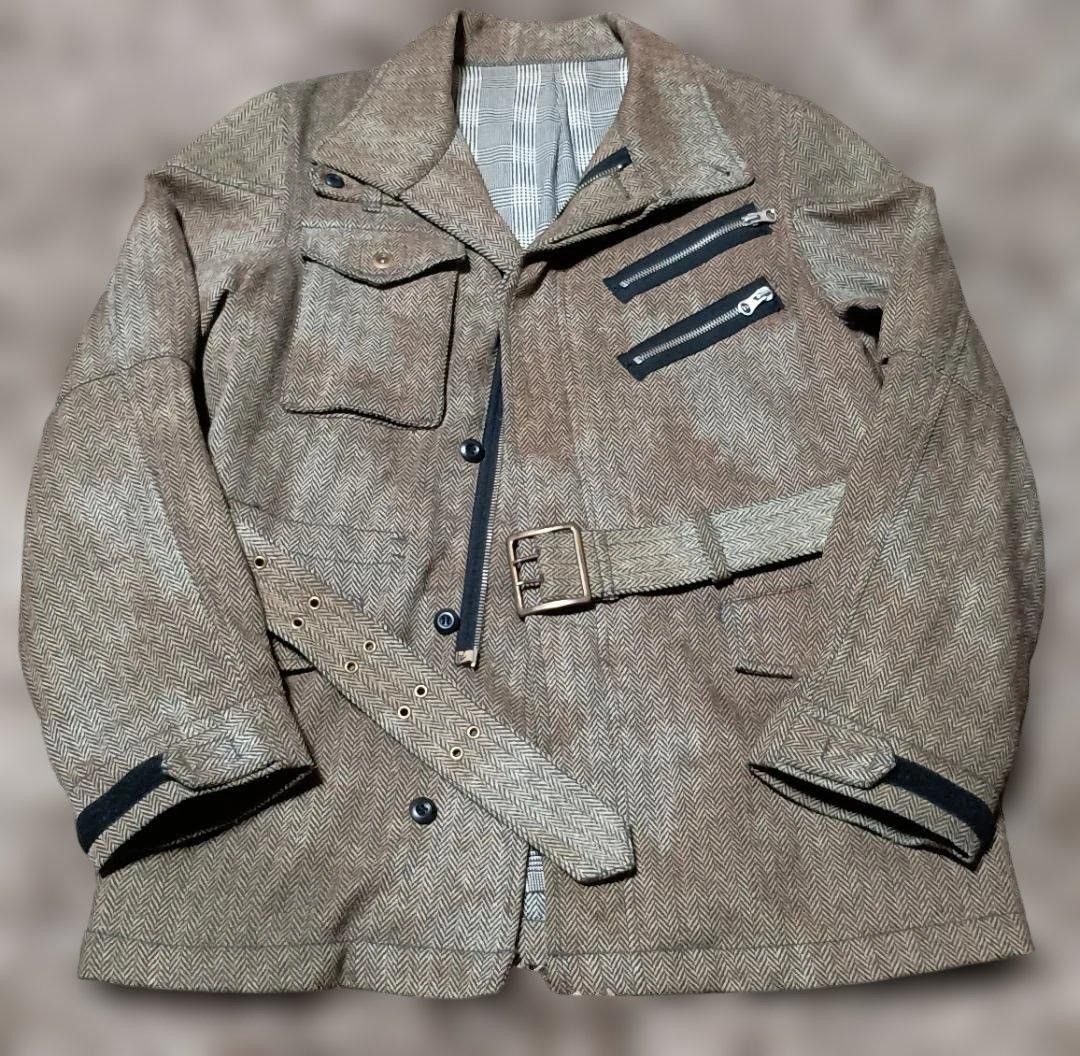Japanese Brand PPFM Herringbone Utility Jacket with Zip Chest Pockets Size US M / EU 48-50 / 2 - 3 Thumbnail