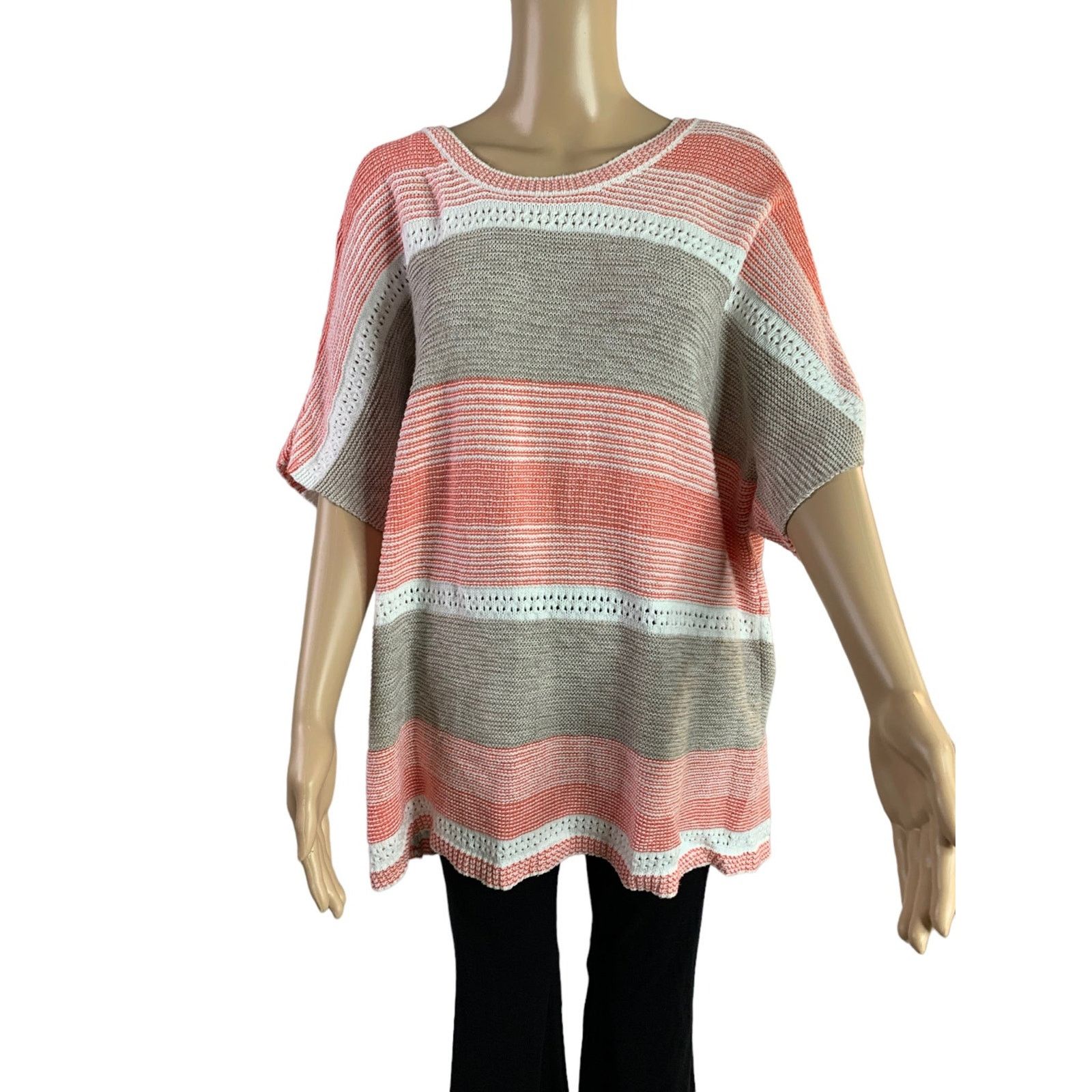 Chicos Chicos Womens Size 3 US XL Open Knit Sweater Cotton Blend Size 3XL / US 20-22 - 1 Thumbnail