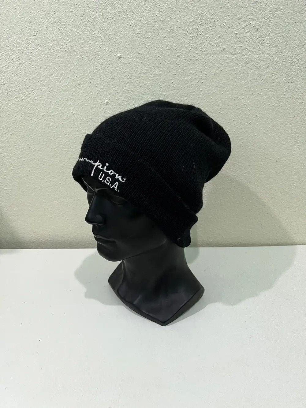 Champion Vintage Champion USA Spell Out Beanie Hat Size ONE SIZE - 3 Thumbnail