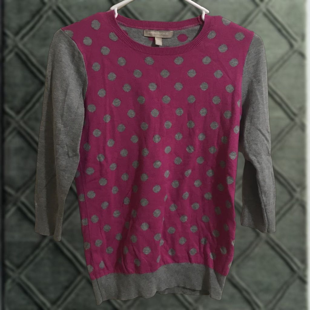 Banana Republic Banana Republic Sweater Top 3/4 Sleeve XS Multicolor Polka Dot Gray Pink Size XS / US 0-2 / IT 36-38 - 1 Thumbnail