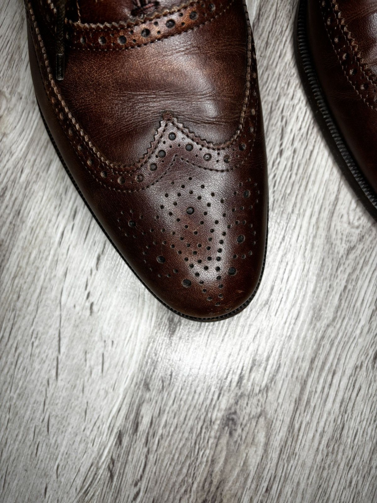 Scarosso Scarosso Brown Leather Wingtip Brogues Size EU 43 Size US 10 / EU 43 - 2 Thumbnail