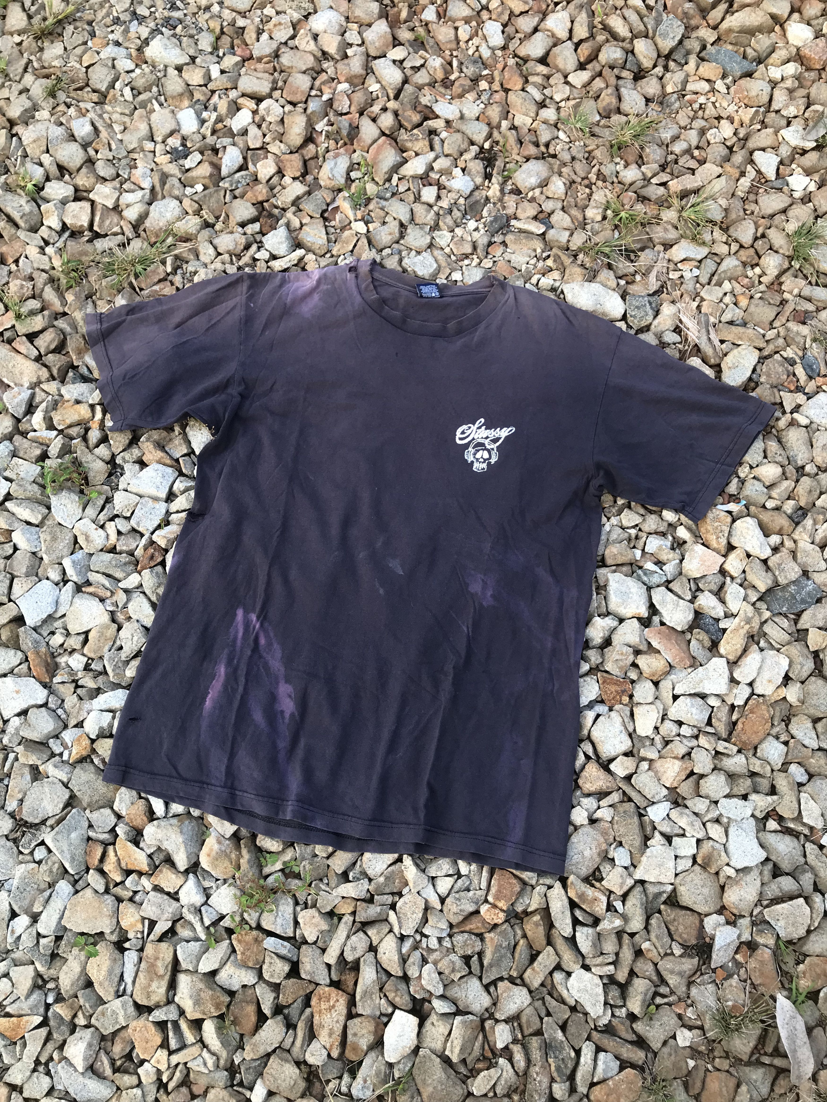 Stussy Trashed Faded Stussy Skull Distressed Tee Shirt Size US L / EU 52-54 / 3 - 1 Thumbnail