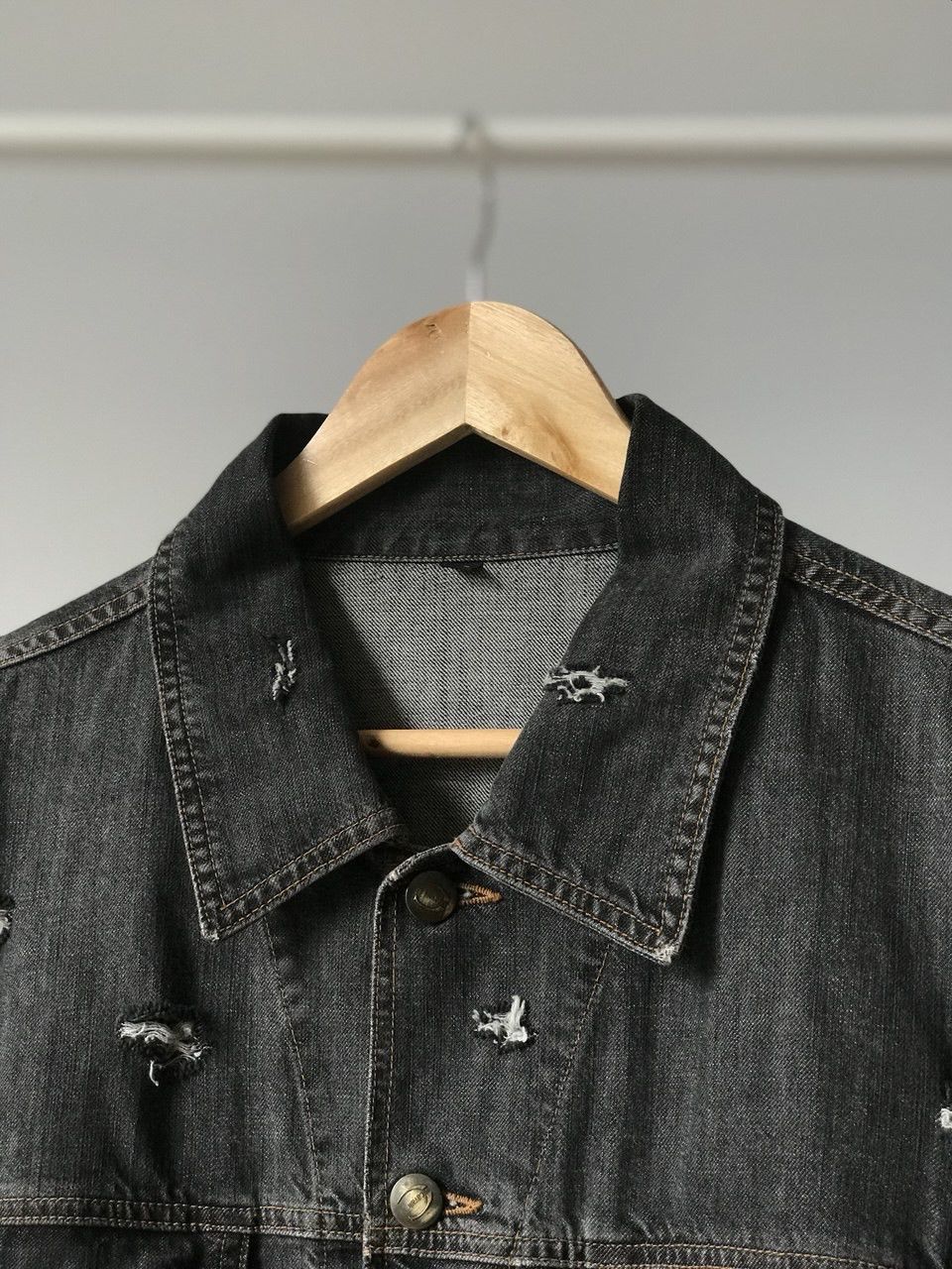 Just Cavalli Just Cavalli Black Washed Denim Jacket Distressed Design Size US XXL / EU 58 / 5 - 3 Thumbnail