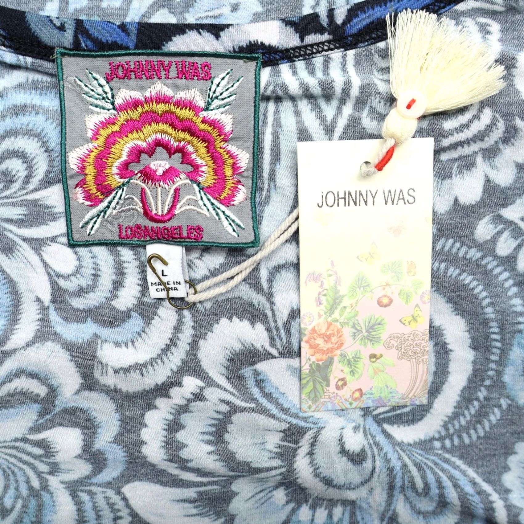 Johnny Was Johnny Was Womens The Janie Favorite Puff Sleeve Knit Tee Beathery Blue Sz L NEW Size L / US 10 / IT 46 - 4 Thumbnail