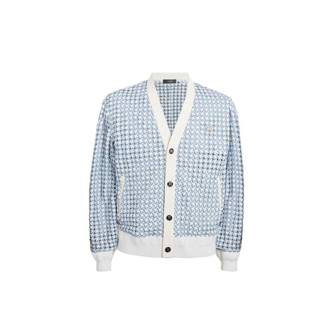 Amiri o1s1wg110525 Leather Basketweave Cardigan in Multicolor Size US XL / EU 56 / 4 - 1 Thumbnail