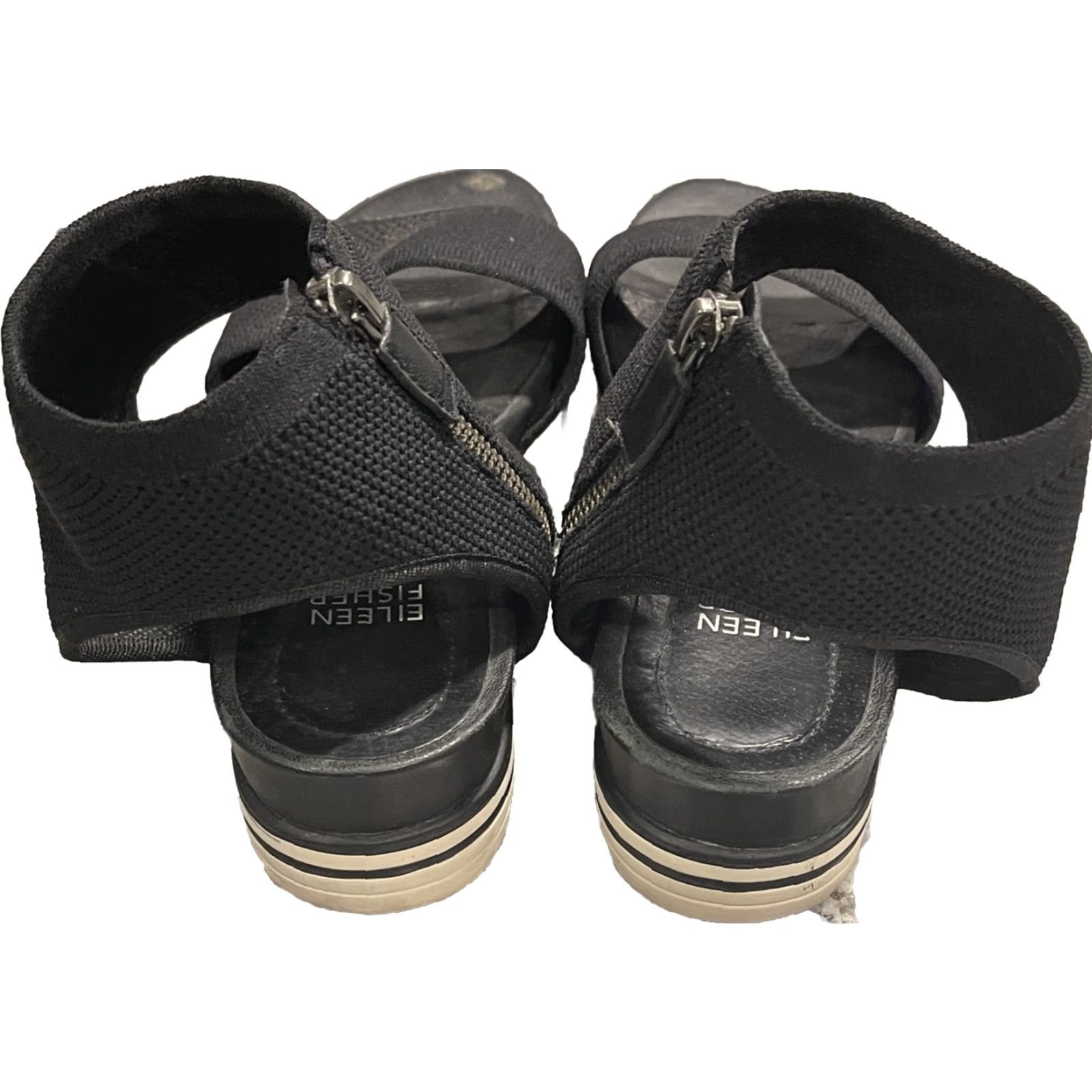 Eileen Fisher Eileen Fisher SPORT3-NU Black Size 8 Women Sandal Sport 3 Leather Wedge Zip Ankle Strap Criss-Cross Sandal Shoes Shoes Women Size US 8 / IT 38 - 4 Thumbnail