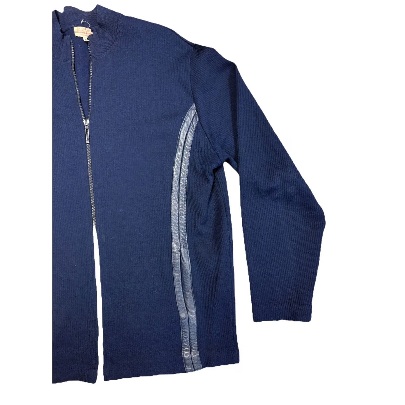 Avenue VINTAGE Saks Fifth Avenue SweatEr Navy Blue 100% Wool Size XL Full Zip Women Holidays Christmas Winter Ski Y2K Size XL / US 12-14 / IT 48-50 - 3 Thumbnail