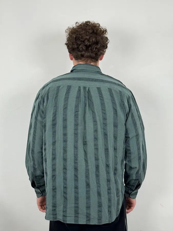 Emporio Armani 1990s Emporio Armani Grey Relief Striped Shirt Size US XL / EU 56 / 4 - 3 Thumbnail