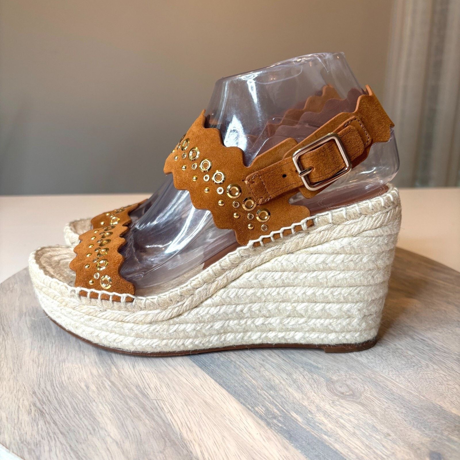 Chloe Chloe Lauren Wedge Espadrille Tan Suede Sandals EU 38 US 8 Size US 8 / IT 38 - 3 Thumbnail
