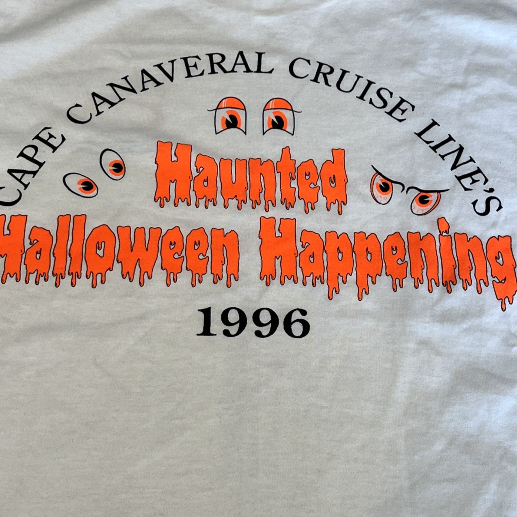 Vintage VINTAGE 1996 Haunted Halloween Cape Canaveral Cruise Single Stitch Label Best T-Shirt Mens M White Cotton Graphic Print Halloween Size US M / EU 48-50 / 2 - 2 Thumbnail