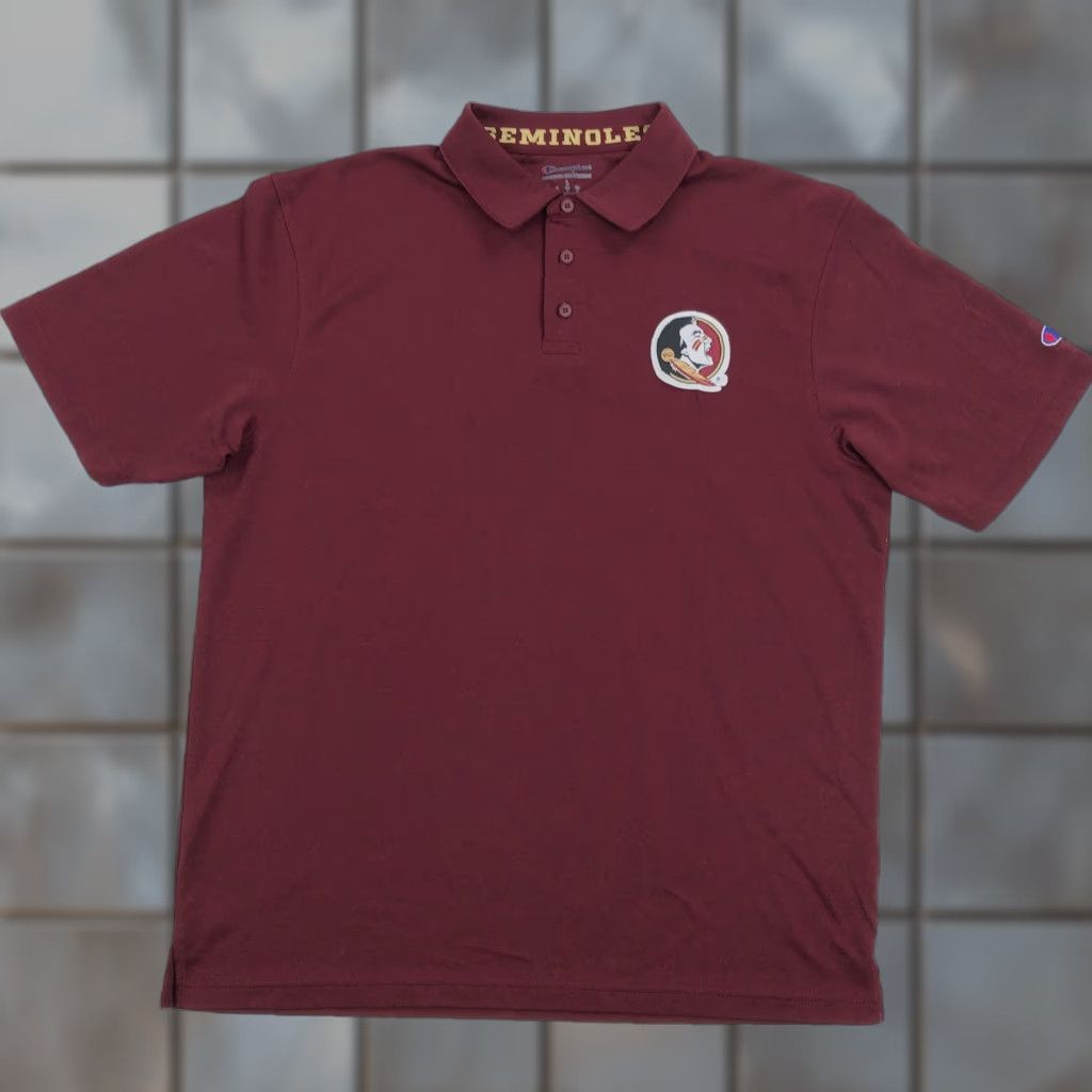 Champion Champion FSU Seminoles Polo Shirt Men L Red White Embroidered Sports Golf Tennis Casual Activewear Summer Comfort Size US L / EU 52-54 / 3 - 1 Thumbnail