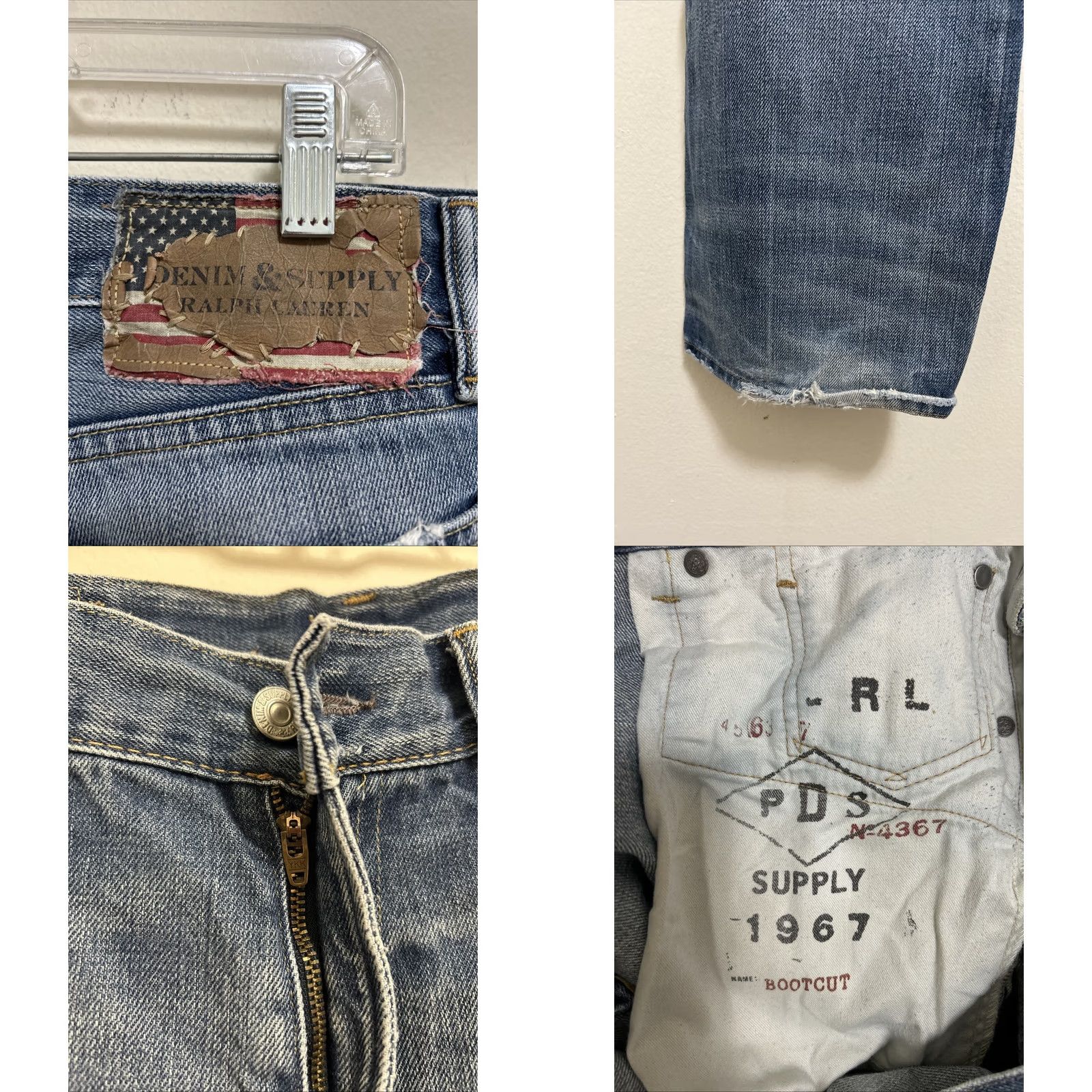 Vintage Denim & Supply Ralph Lauren Jeans Boots Bootcut Mens 34x30 Blue Distressed 5-Pocket Zipper Logo Vintage Size US 34 / EU 50 - 8 Thumbnail