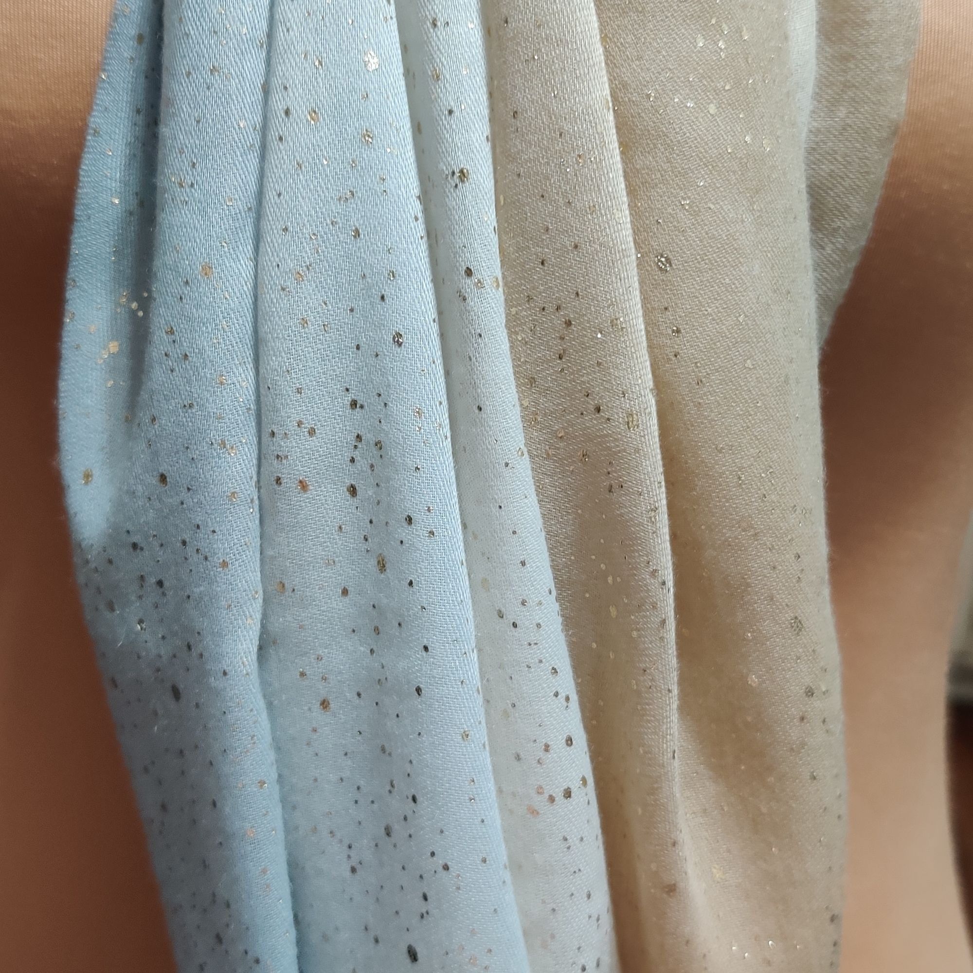 Other Shimmer Light Blue Beige Ombre Scarf Recycled Fabric Lightwe Size ONE SIZE - 8 Thumbnail