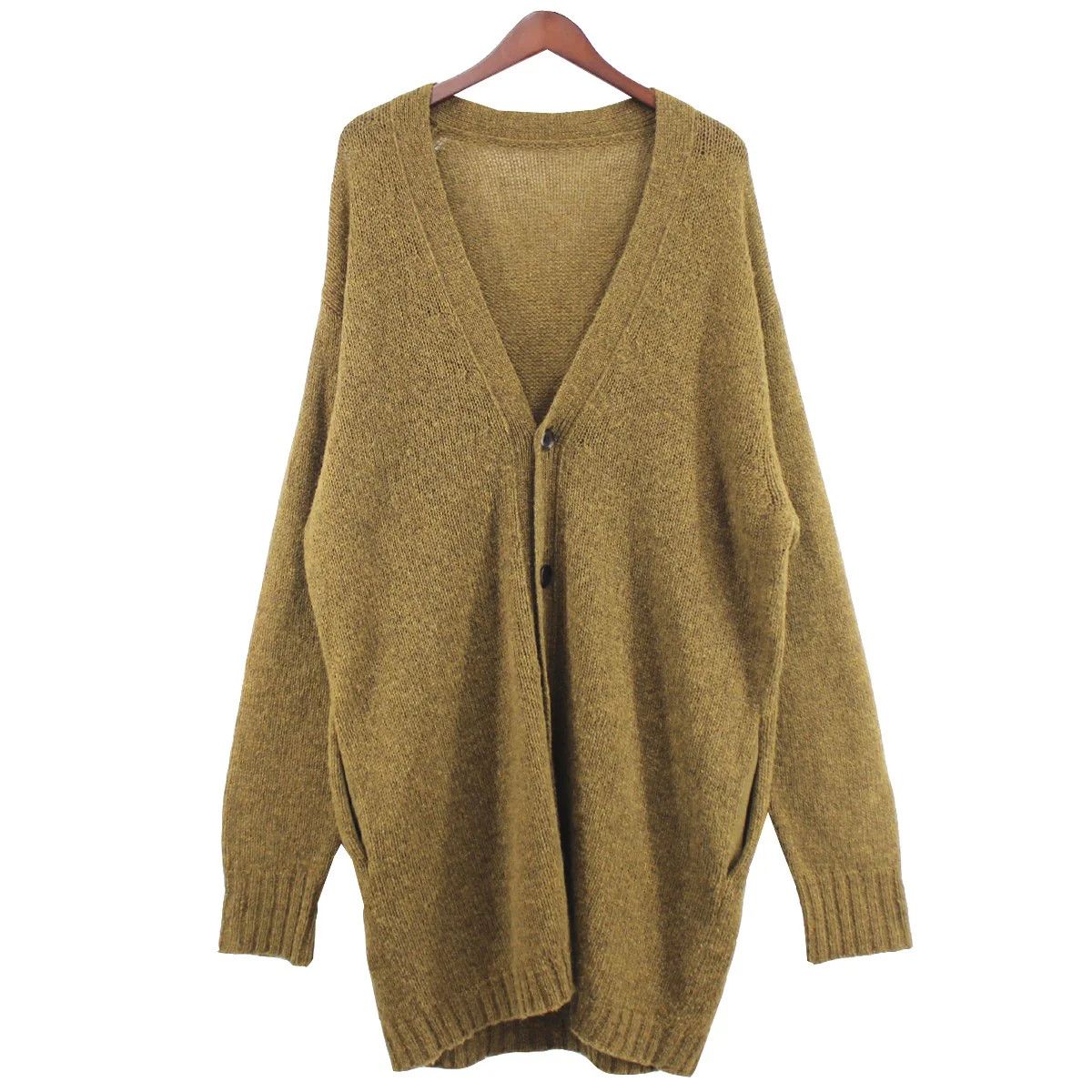 image of Ground Y (Yohji Yamamoto) 21Aw Poplar Knit Big Cardigan in Olive, Men's (Size Medium)