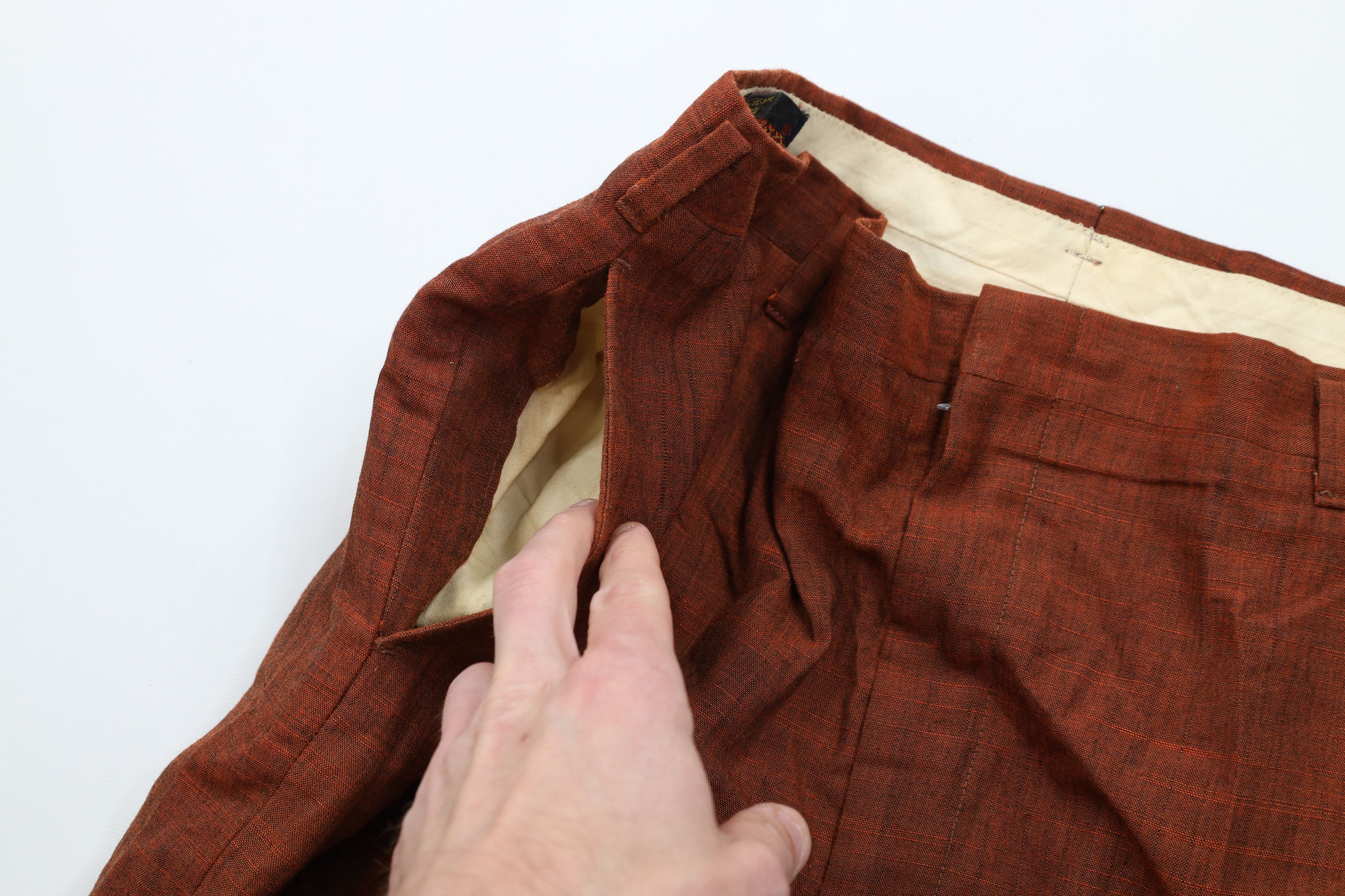 Vintage Vintage 50s Rockabilly Fleck Rayon Gabardine Chino Pants USA Size US 34 / EU 50 - 9 Thumbnail
