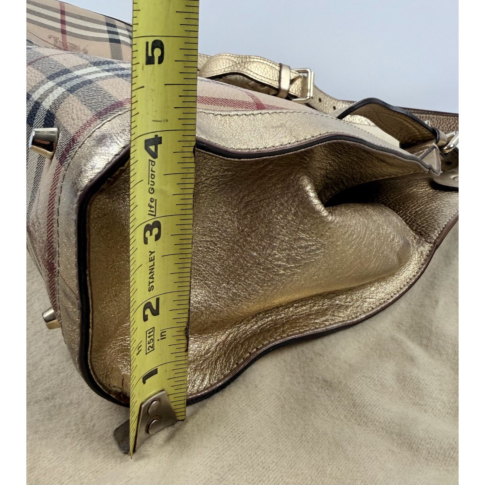 Burberry Burberry Burberry Haymarket Check Gold Coated Bag Size ONE SIZE - 7 Thumbnail