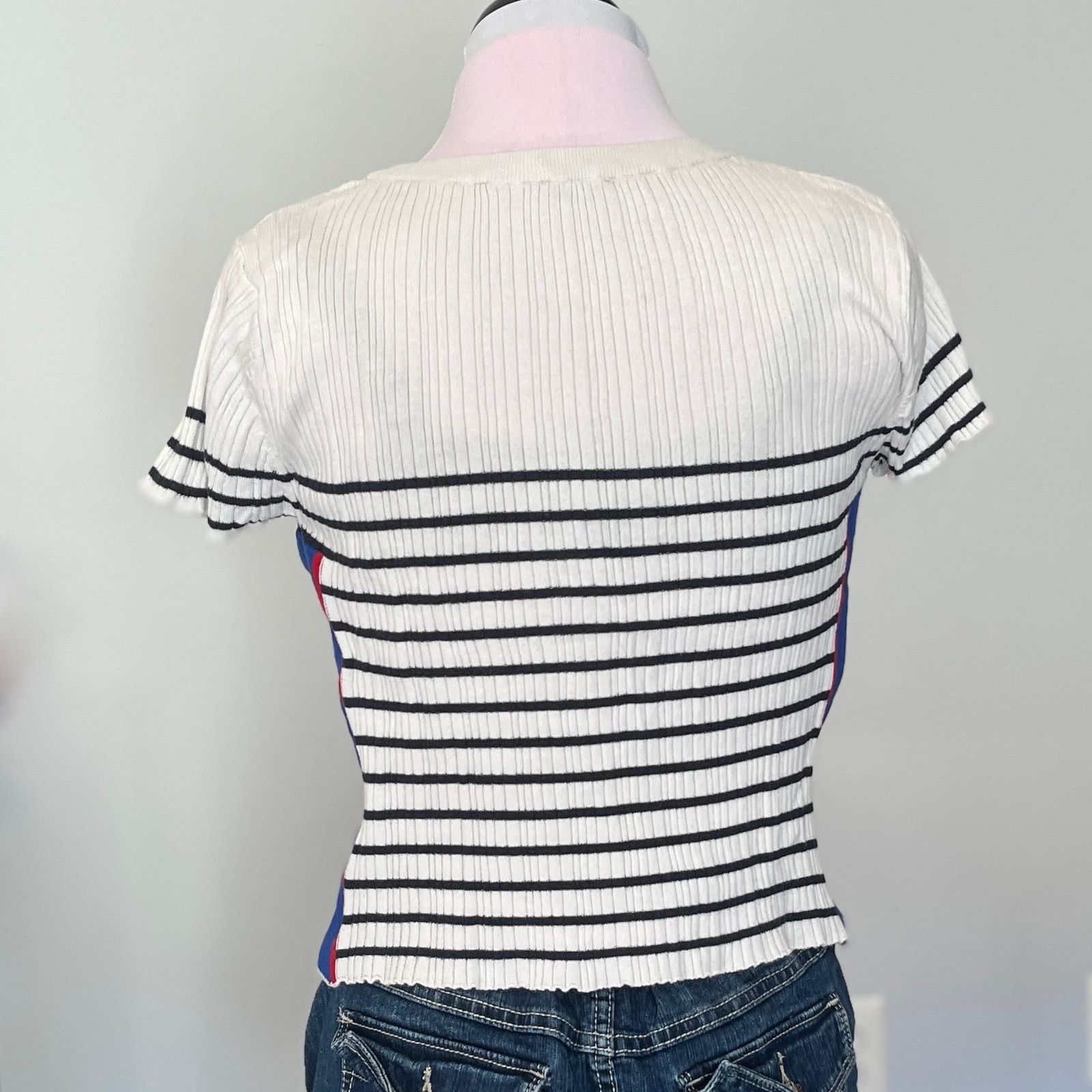 United Colors Of Benetton United Colors Of Benetton | White Breton Stripe Tee Size S / US 4 / IT 40 - 4 Thumbnail