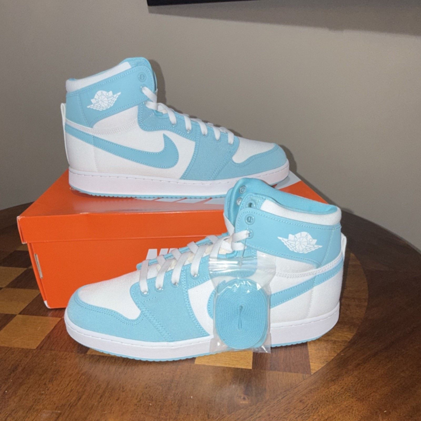 Nike Nike AJKO 1 Bleached Aqua White Canvas High Top Sneaker 12.5 Size US 12.5 / EU 45-46 - 1 Thumbnail