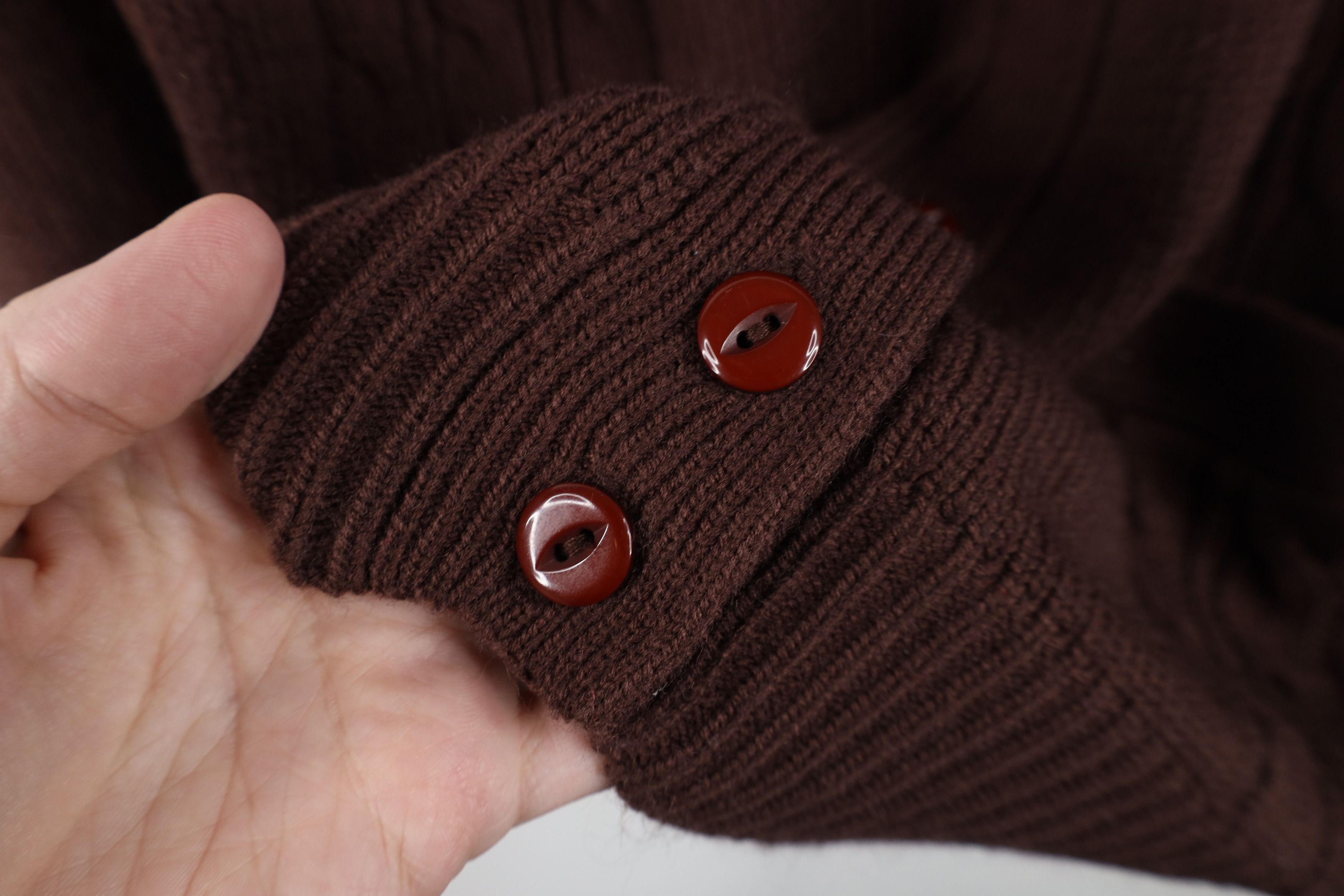 Vintage Vintage 90s Streetwear Cable Knit Cardigan Sweater Brown Size L / US 10 / IT 46 - 4 Thumbnail