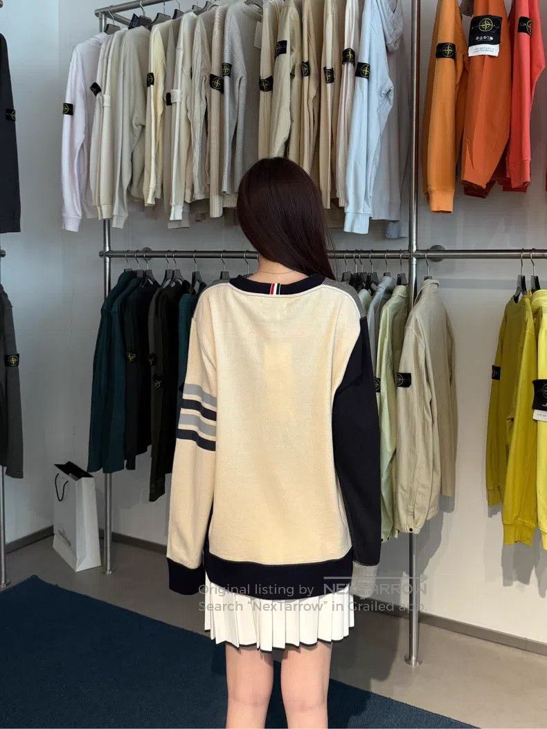 Thom Browne Thom Browne Gray and Beige Color Block Four-Stripe Wool Ro Size US XL / EU 56 / 4 - 9 Thumbnail