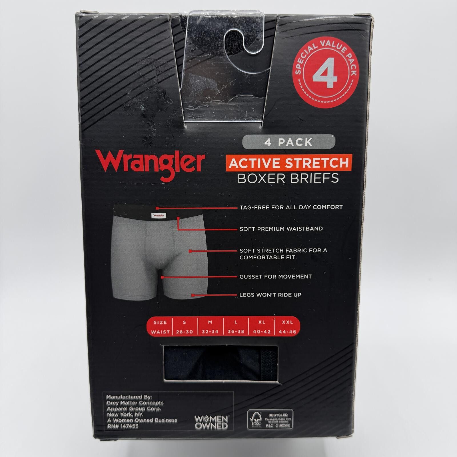 Wrangler Wrangler Men's Boxer Briefs 4 Pack Size X-Large XL Stretch Size ONE SIZE - 2 Thumbnail