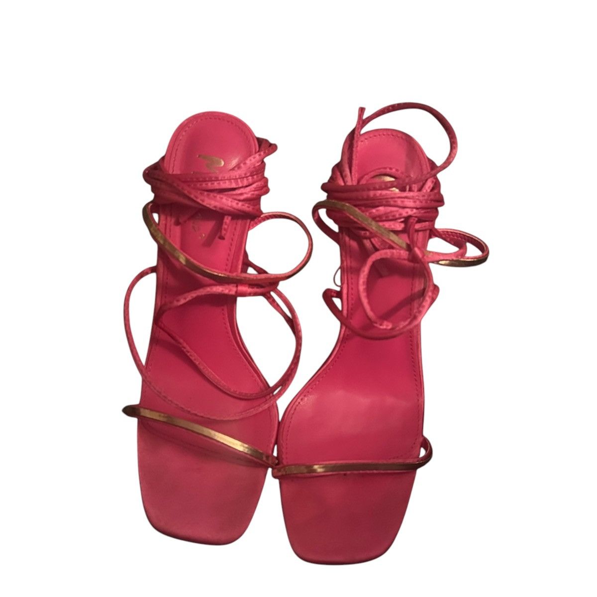 Other Mixx Shuz Lupita fuschia satin lace up heeled sandals Size US 8 / IT 38 - 2 Thumbnail