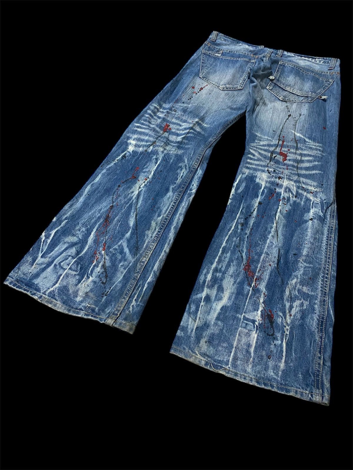 Japanese Brand 💥JEANS SPLATTER PAINT SPLASHES💥 Size US 32 / EU 48 - 4 Thumbnail