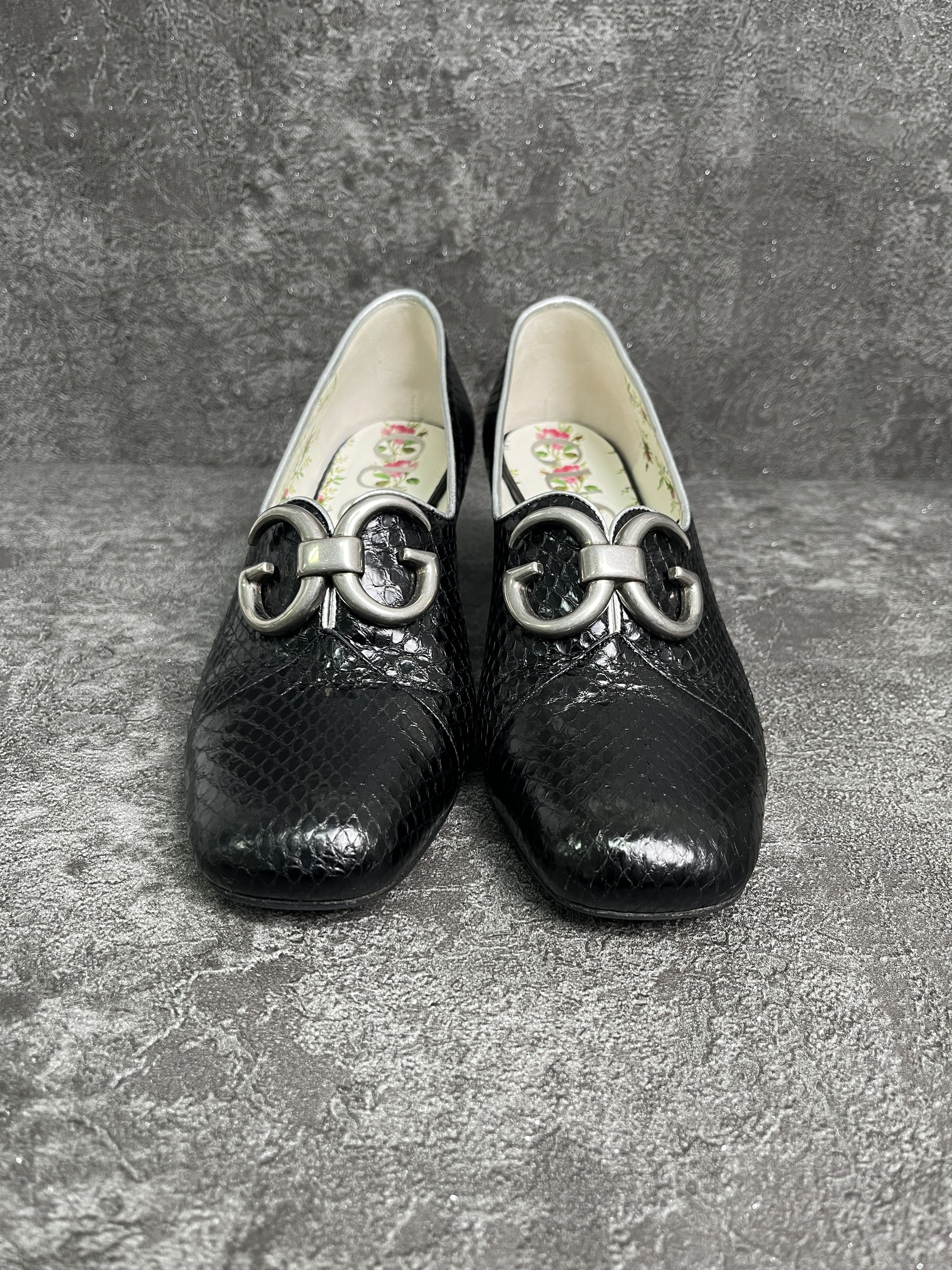 Gucci Gucci Black GG Biba Snakeskin Pumps Size US 6 / IT 36 - 3 Thumbnail