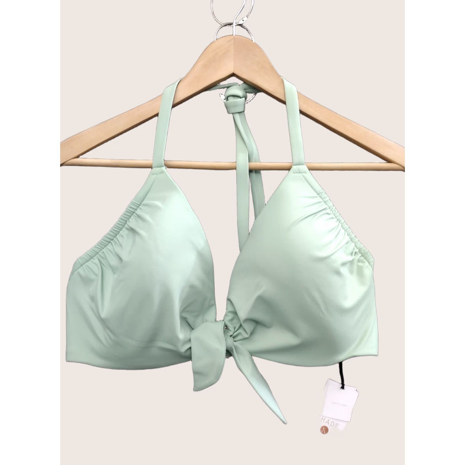 Vintage Shade & Shore Bikini Top Shrug? Front Tie Spaghetti Padded Green 36DD Women Beach Solid Nylon Polyester Spandex DD Size XS / US 0-2 / IT 36-38 - 1 Thumbnail