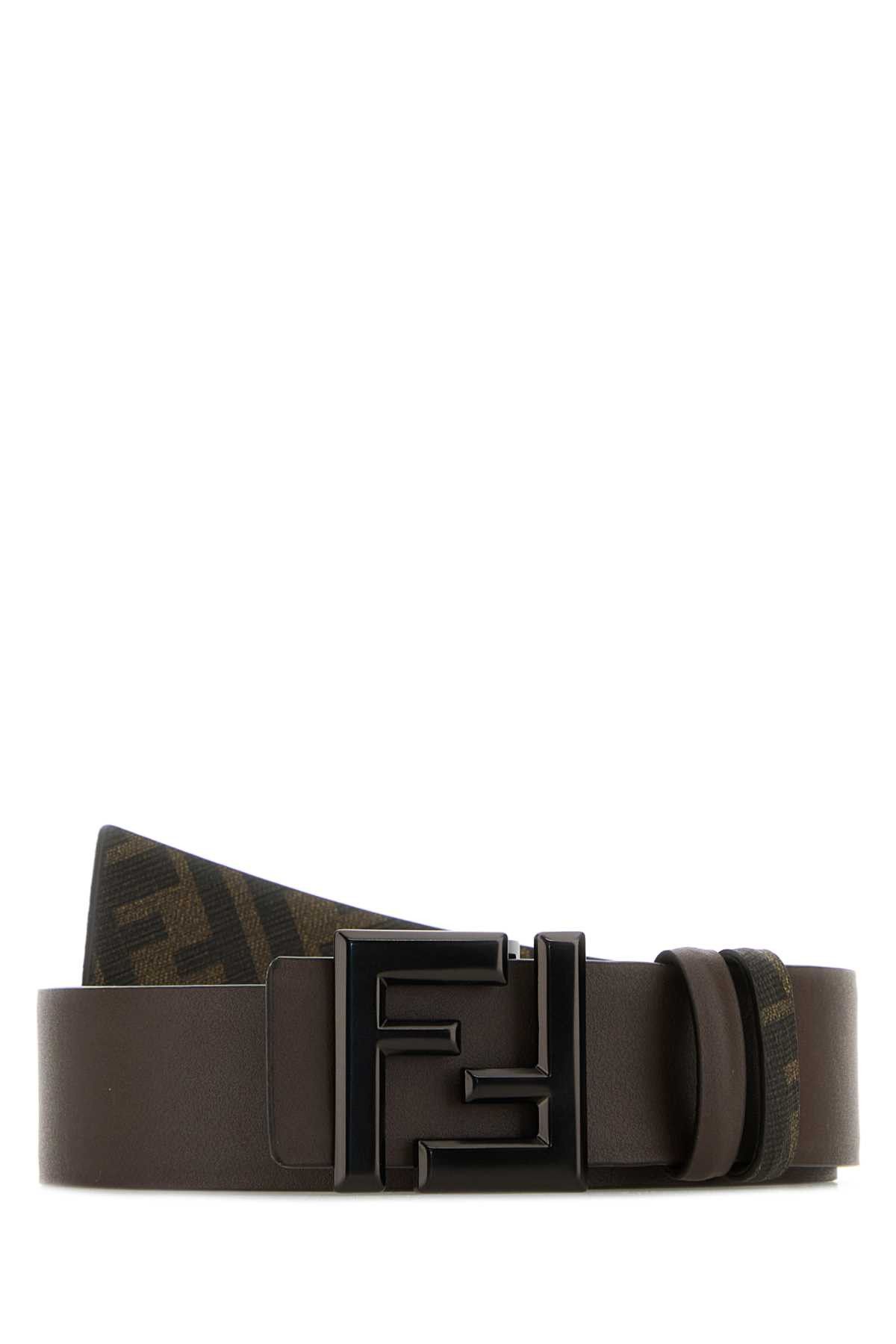 Fendi Brown Leather Squared Ff Reversible Belt | Grailed