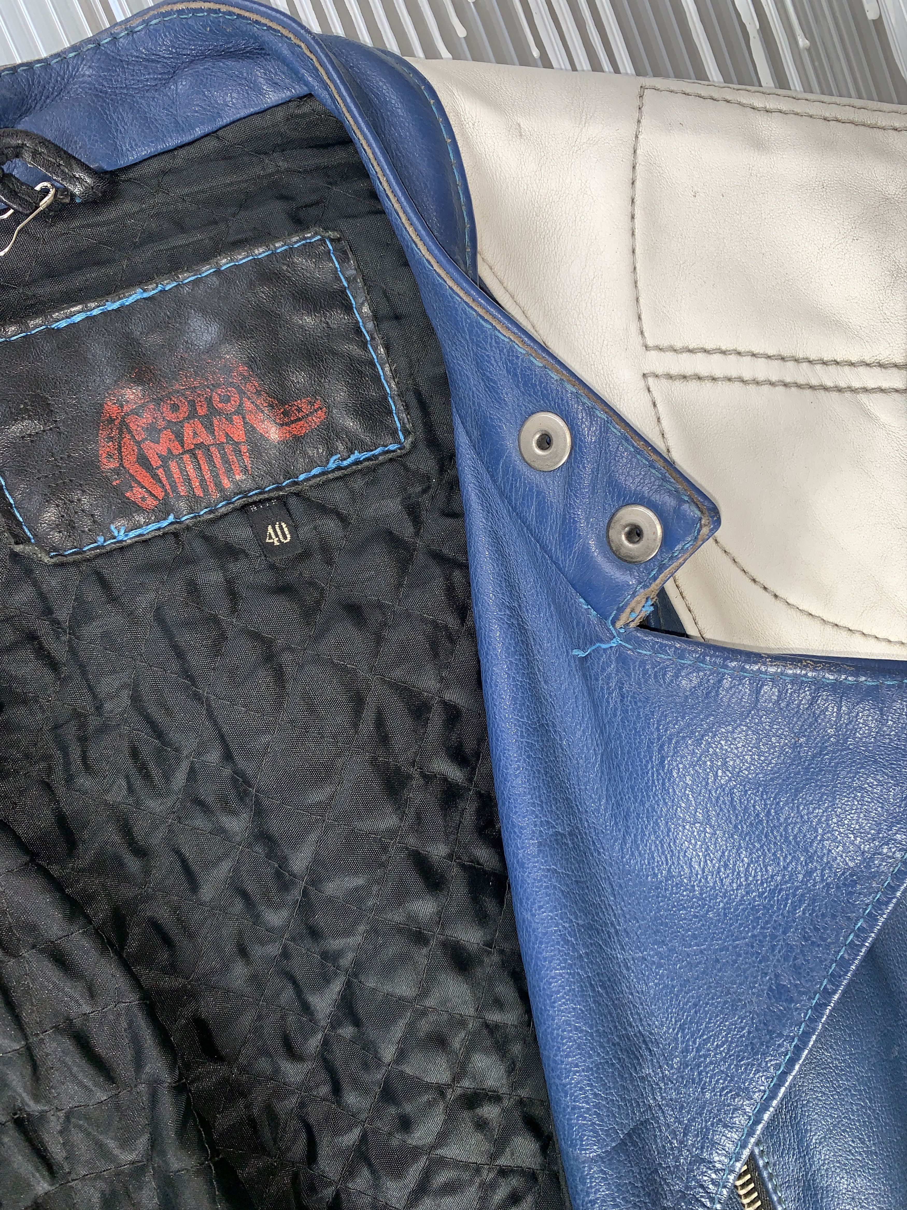 Genuine Leather Monte Carlo blue leather racer jacket - L Size L / US 10 / IT 46 - 5 Thumbnail