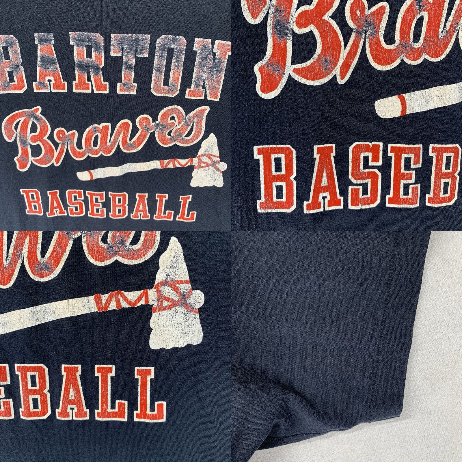 Vintage VINTAGE Scree Stars Best Black Single Stitch T-Shirt Adult L Graphic Print Barton Braves Baseball 80s Unisex Size US L / EU 52-54 / 3 - 8 Thumbnail