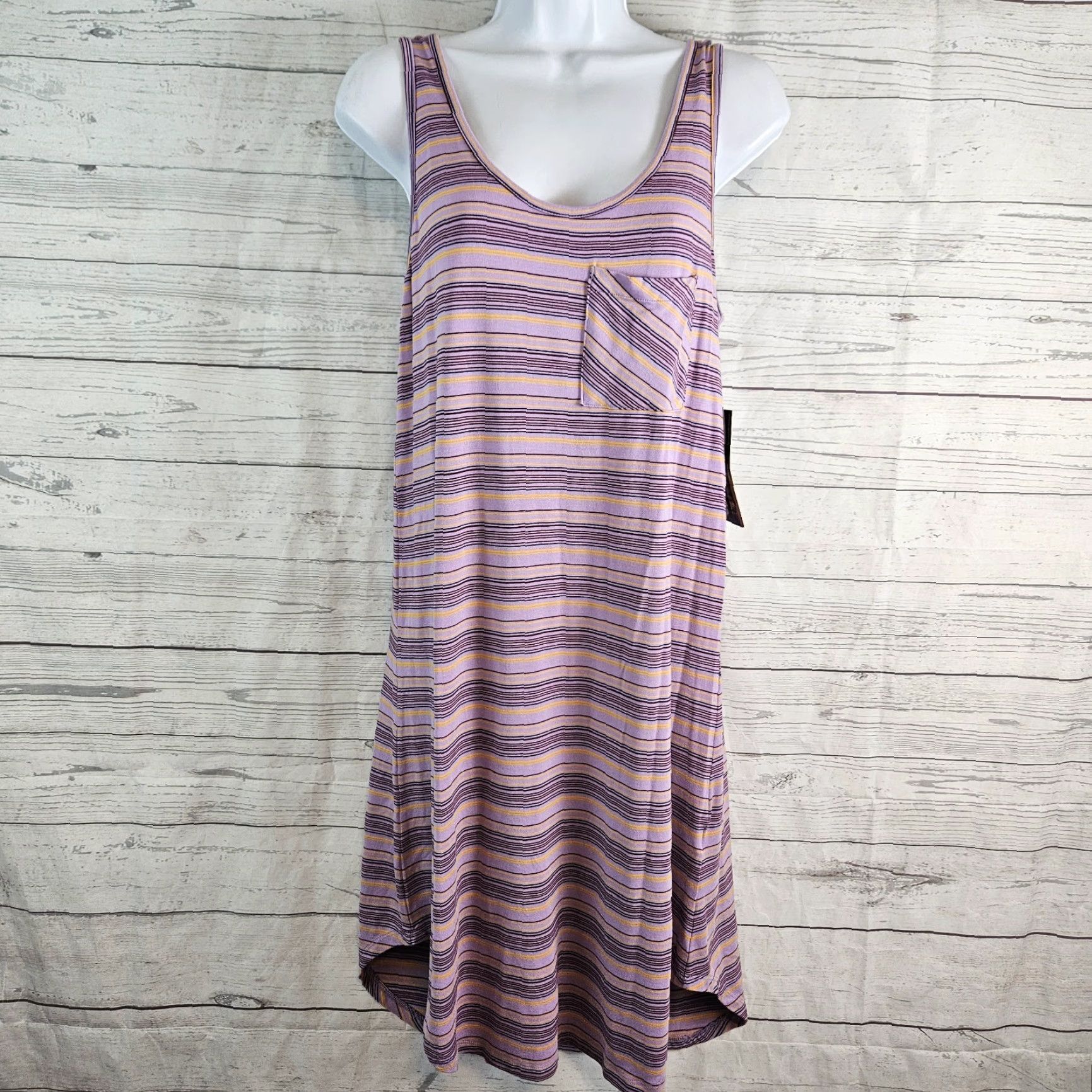 KAVU VINTAGE? Wait, it's not vintage. So: Kavu Leonora Tank Dress Womens Medium Purple Striped Scoop Neck Sleeveless Pullover Size M / US 6-8 / IT 42-44 - 2 Thumbnail
