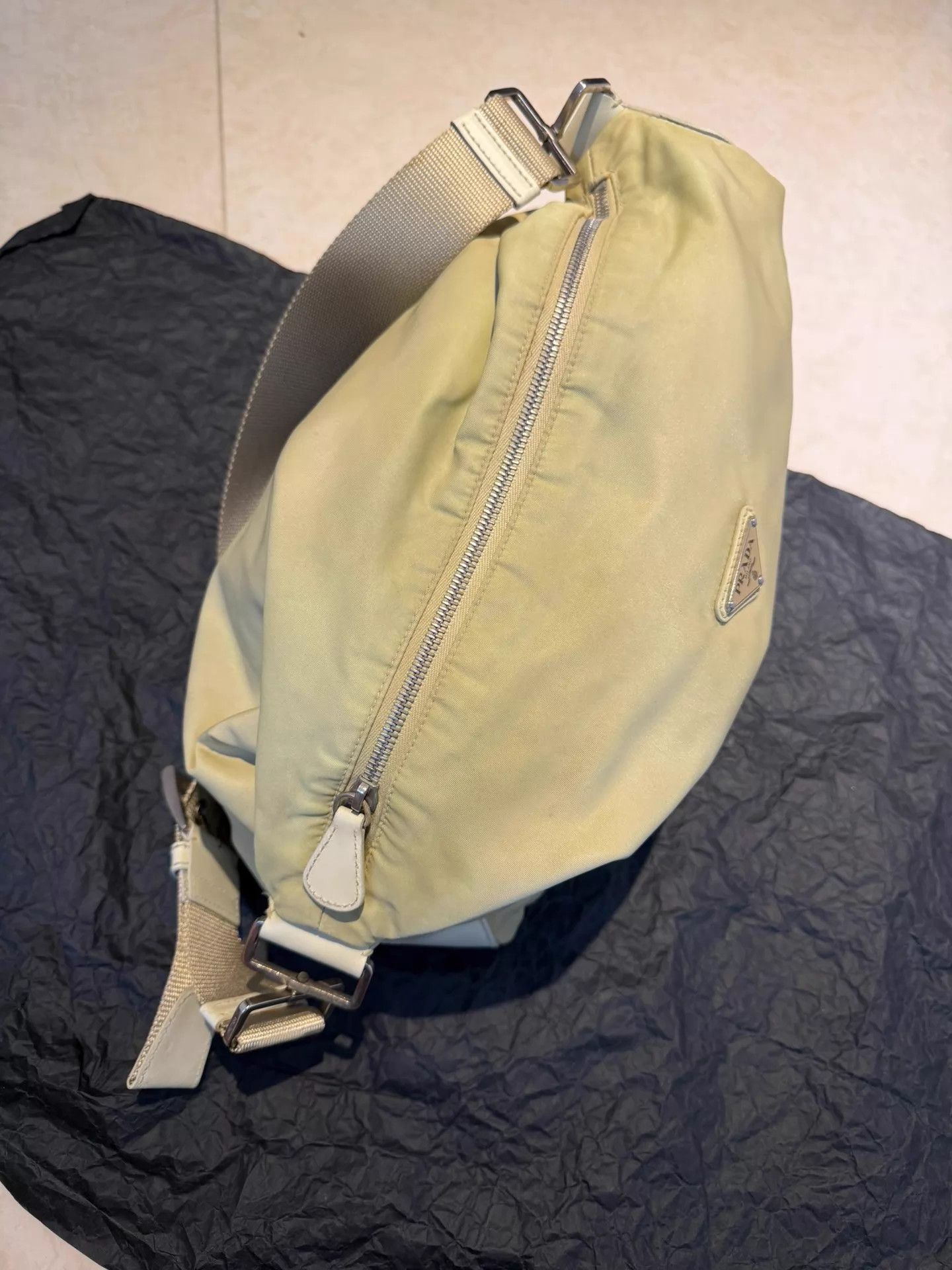 Prada Prada Tactical Nylon Beige Rivet Logo Shoulder Bag Unisex Size ONE SIZE - 3 Thumbnail