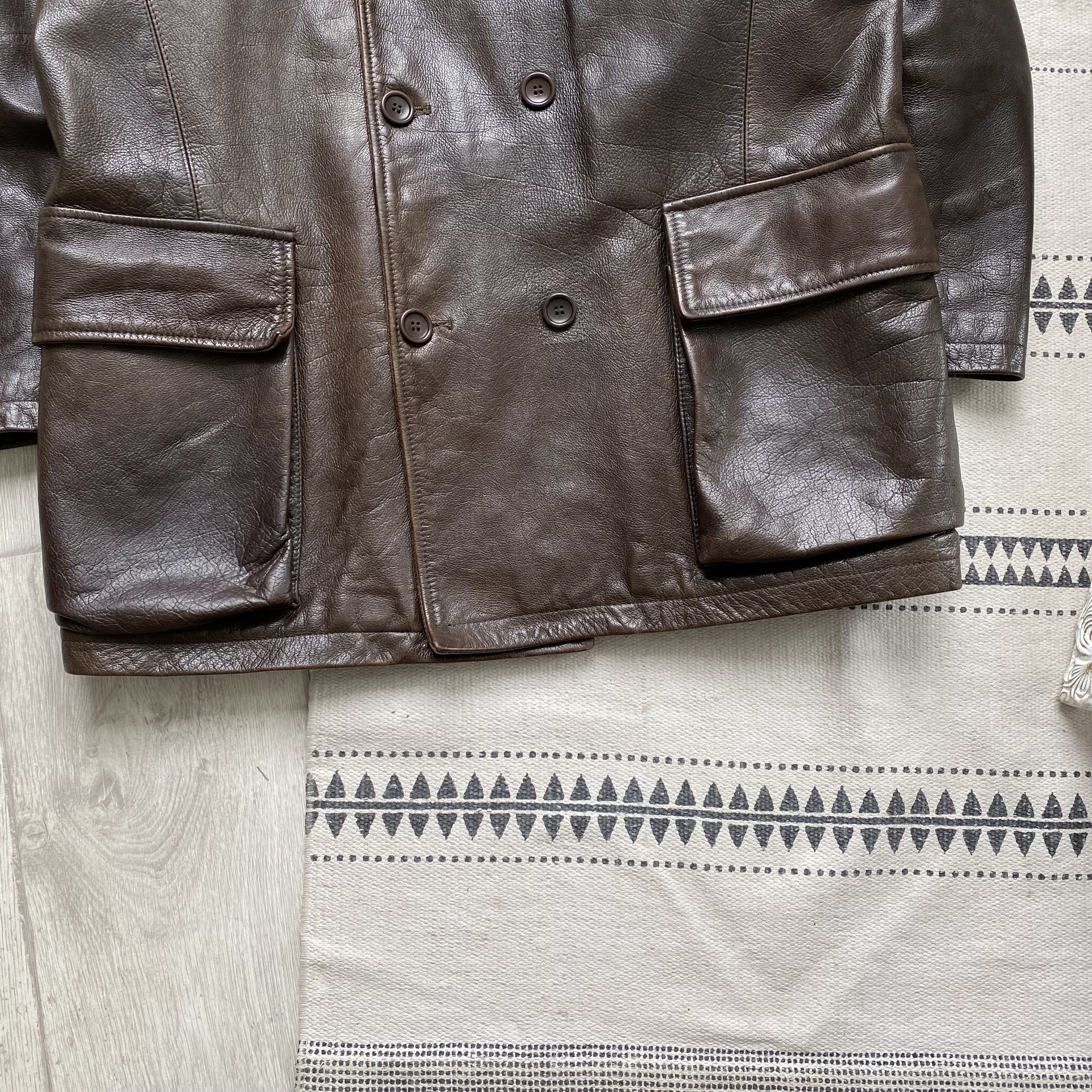 Genuine Leather Vintage 90s Heavy Leather Double Jacket Coat Brown Luxury Size US M / EU 48-50 / 2 - 3 Thumbnail