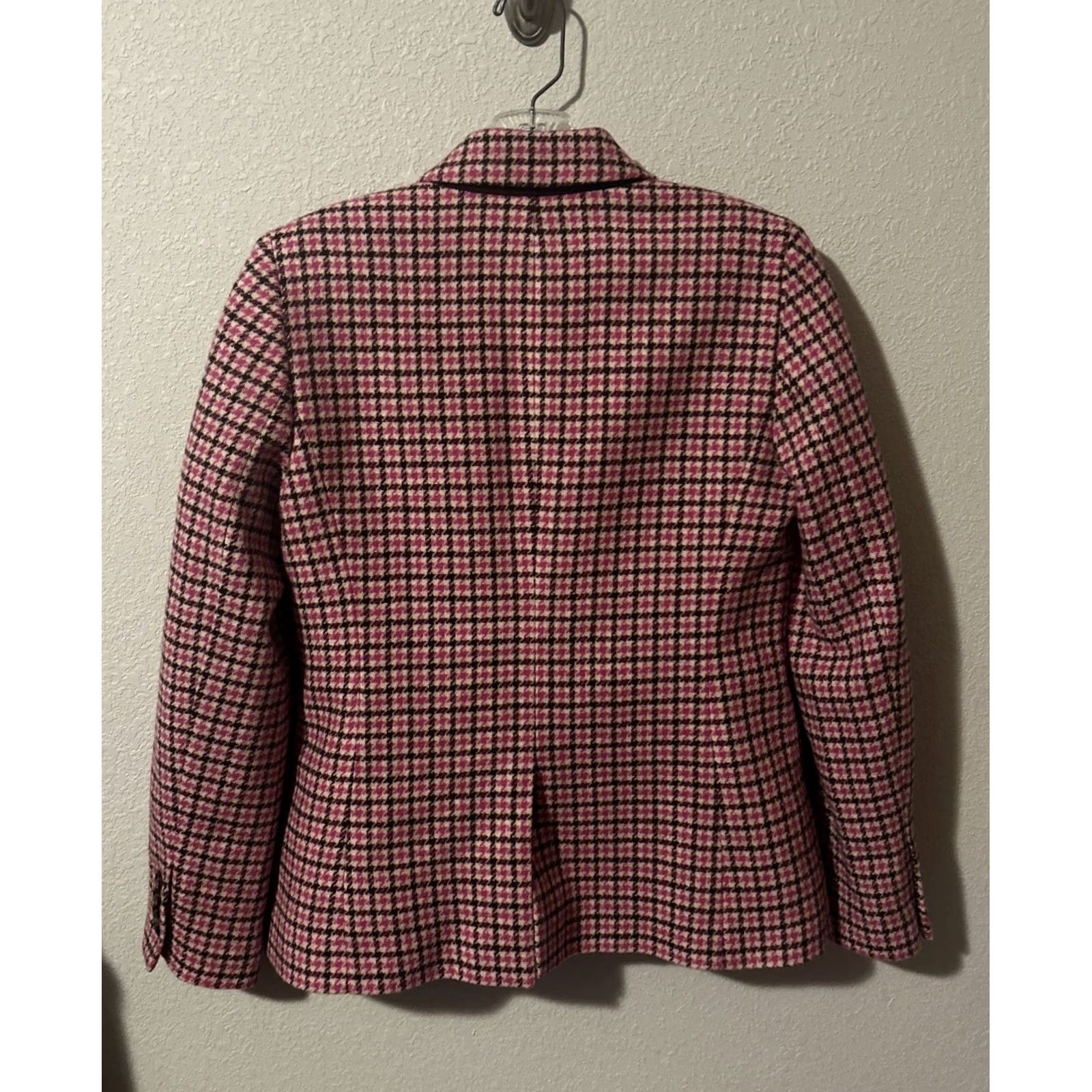 J.Crew J.CREW Blazer Women 4 Pink Houndstooth Wool Blend Lined One-Button Notch Lapel Regular Size Size S / US 4 / IT 40 - 2 Thumbnail