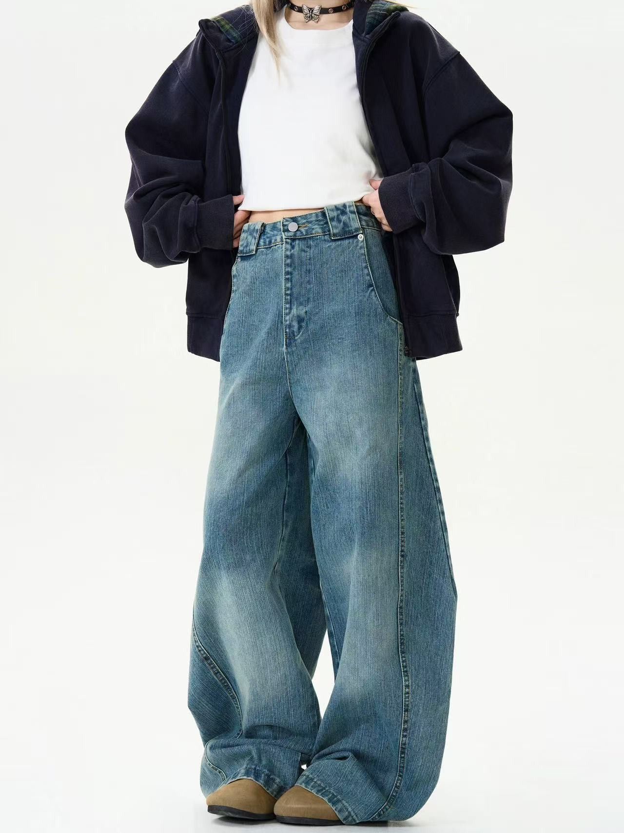 Vintage Retro men's loose cleanfie wide-leg casual scimitar jeans Size US 32 / EU 48 - 1 Thumbnail