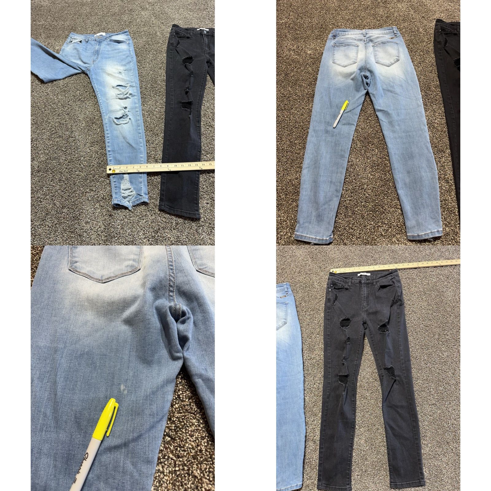 Vintage Kancan Women's Jeans Size 28 Blue Distressed Skinny Denim Lot Of 2 - 9/28 Size 28" / US 6 / IT 42 - 8 Thumbnail